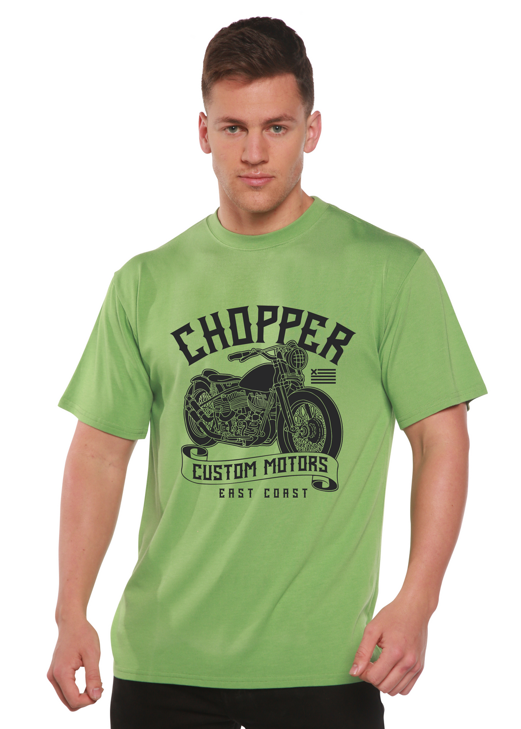 Spun Bamboo Chopper Custom Motors Men's Bamboo Viscose/Organic Cotton Short Sleeve Graphic T-Shirt — main product shot