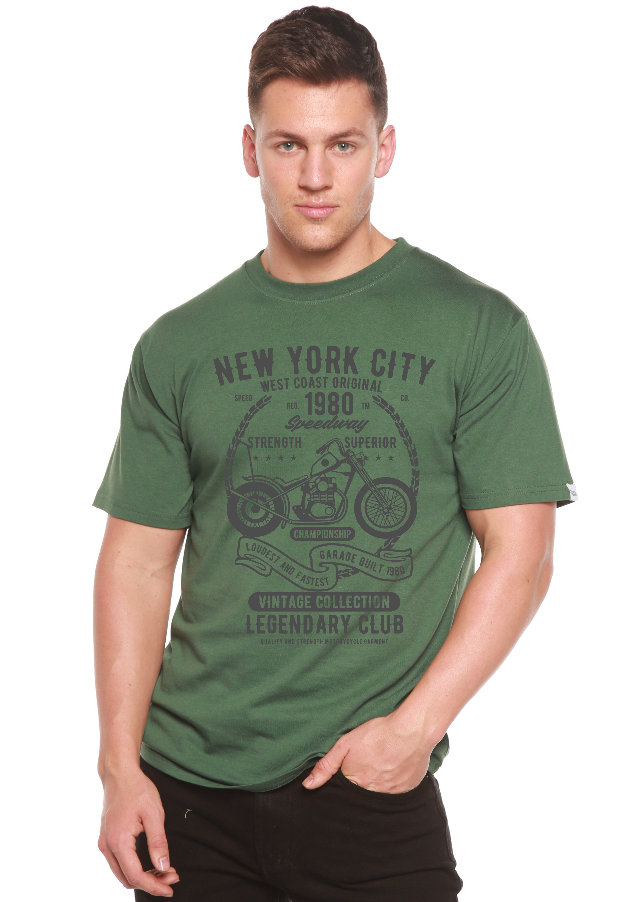 Spun Bamboo New York City Spun Bamboo® Men's Bamboo Viscose/Organic Cotton Short Sleeve Graphic T-Shirt — side view