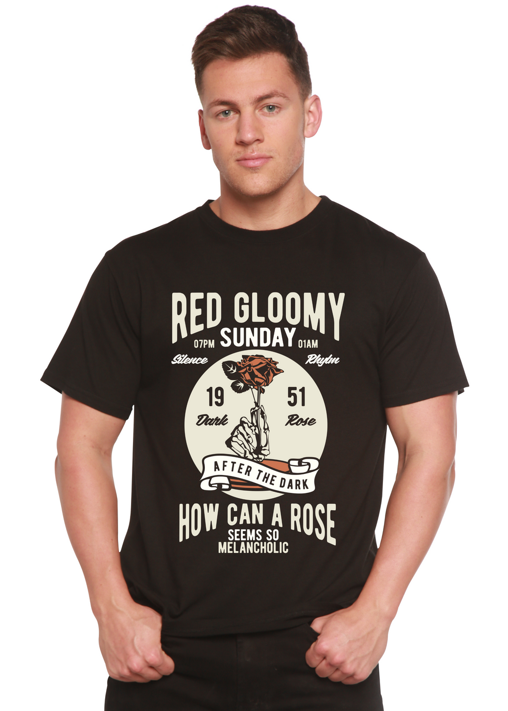 Spun Bamboo Red Gloomy Spun Bamboo® Men's Bamboo Viscose/Organic Cotton Short Sleeve Graphic T-Shirt — main product shot