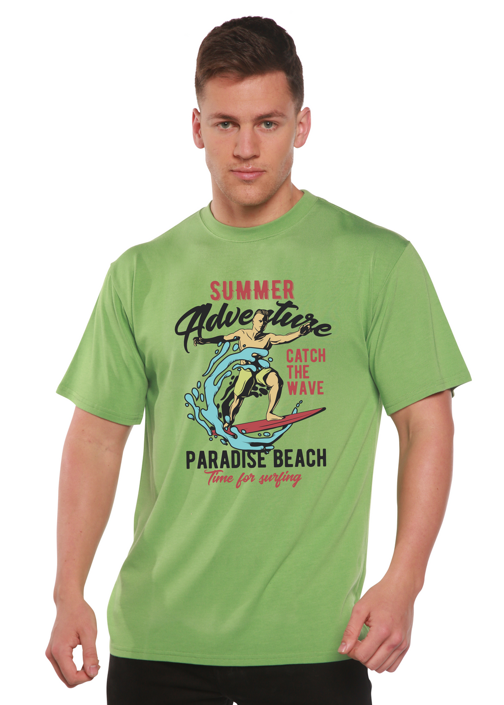 Spun Bamboo Catch The Wave Men's Bamboo Viscose/Organic Cotton Short Sleeve Graphic T-Shirt — main product shot
