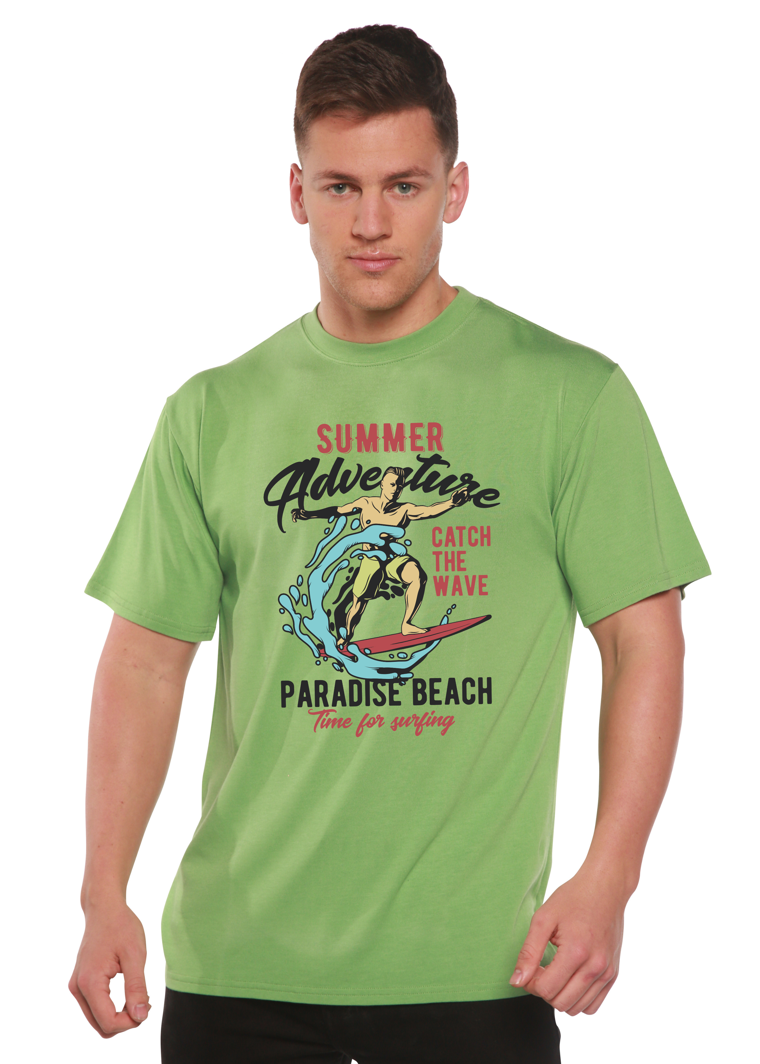 Spun Bamboo Catch The Wave Men's Bamboo Viscose/Organic Cotton Short Sleeve Graphic T-Shirt — main product shot
