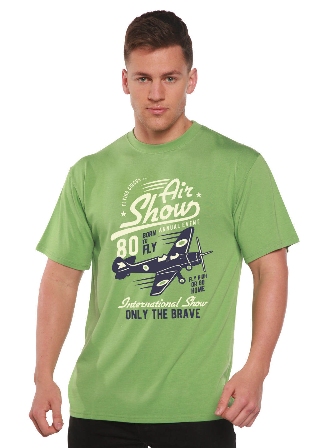 Spun Bamboo Air Show Men's Bamboo Viscose/Organic Cotton Short Sleeve Graphic T-Shirt — side view