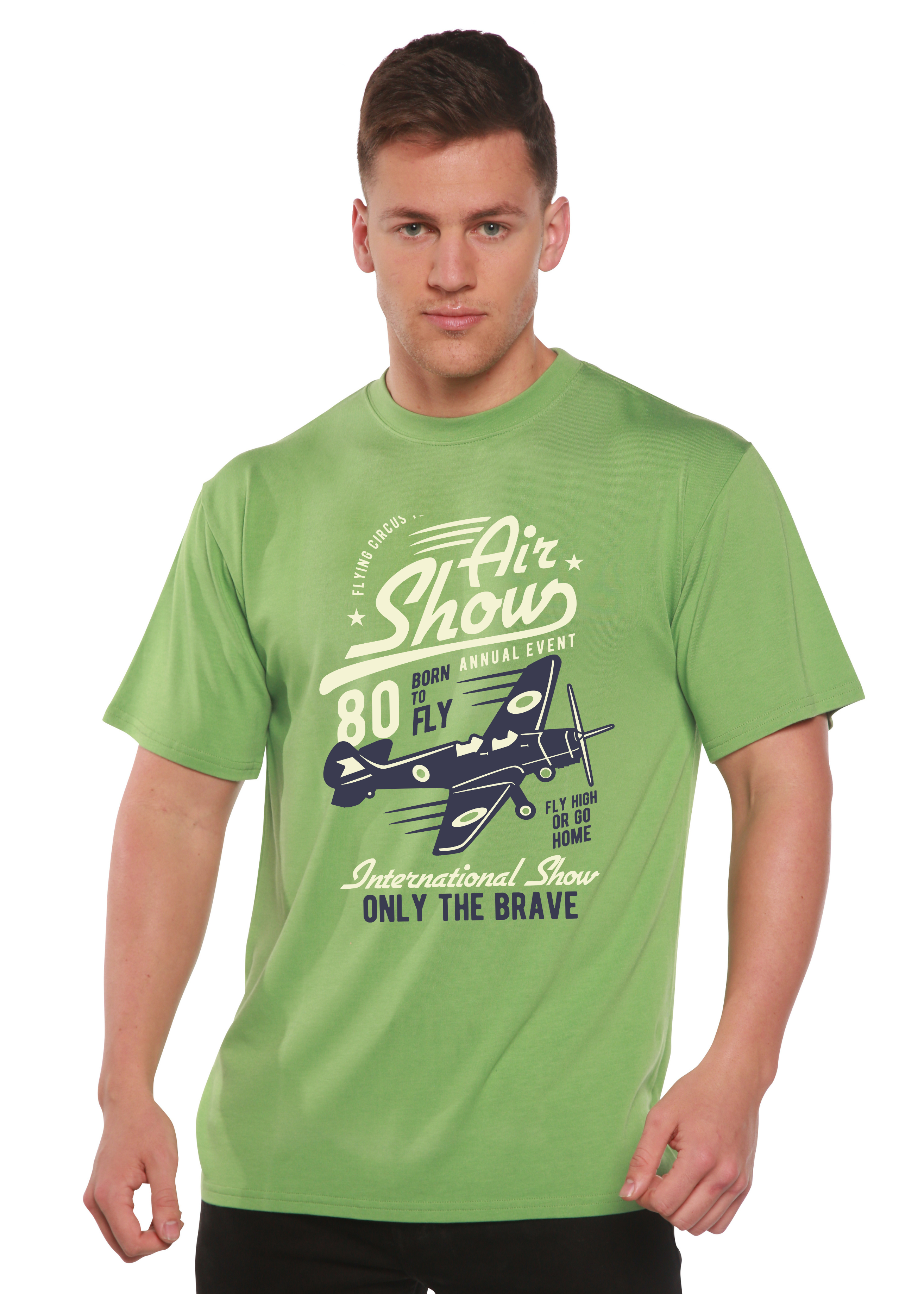 Spun Bamboo Air Show Men's Bamboo Viscose/Organic Cotton Short Sleeve Graphic T-Shirt — side view