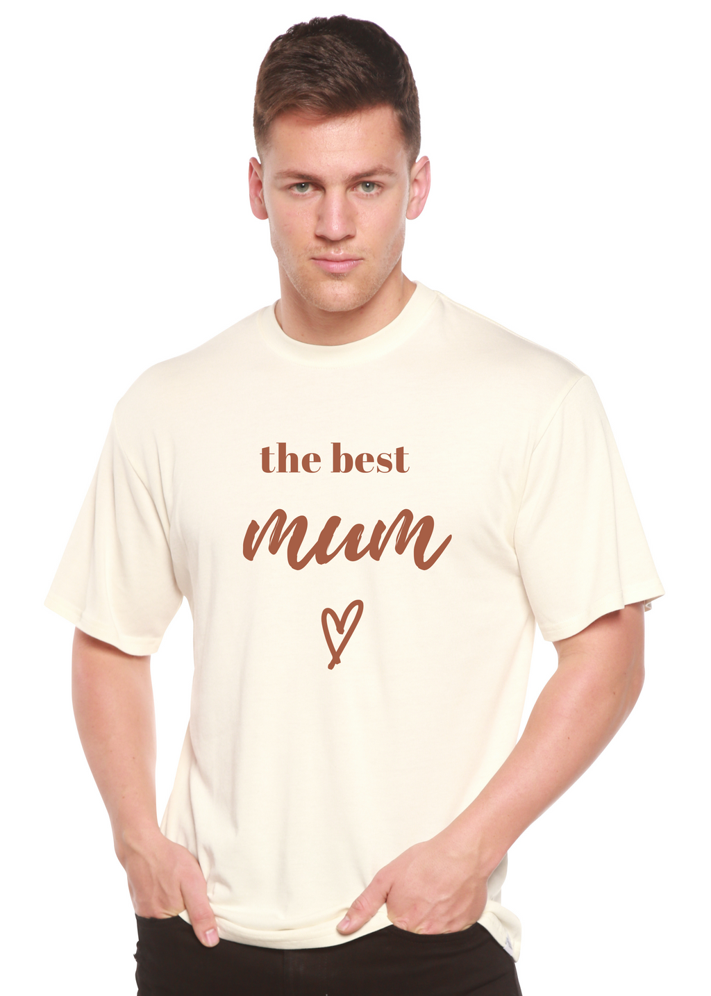 Spun Bamboo The Best Mum Unisex Bamboo Viscose/Organic Cotton Short Sleeve Graphic T-Shirt — lifestyle context