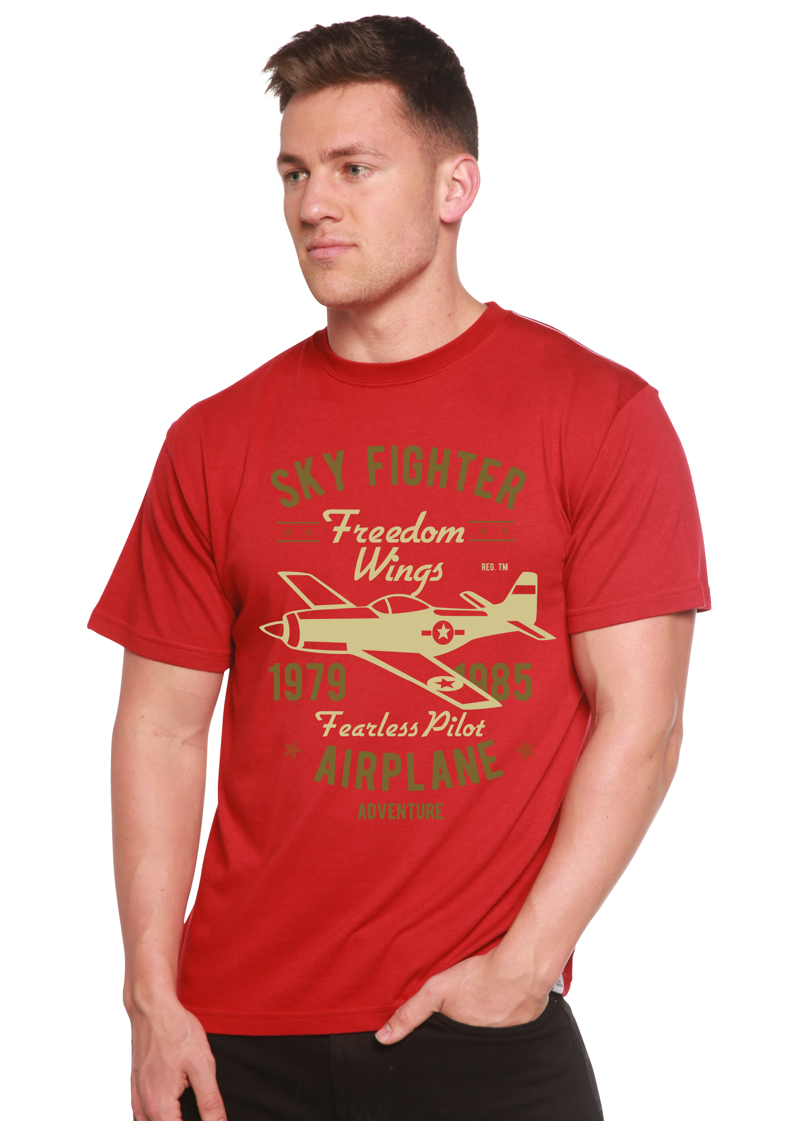 Spun Bamboo Sky Fighter Spun Bamboo® Men's Bamboo Viscose/Organic Cotton Short Sleeve Graphic T-Shirt — back view