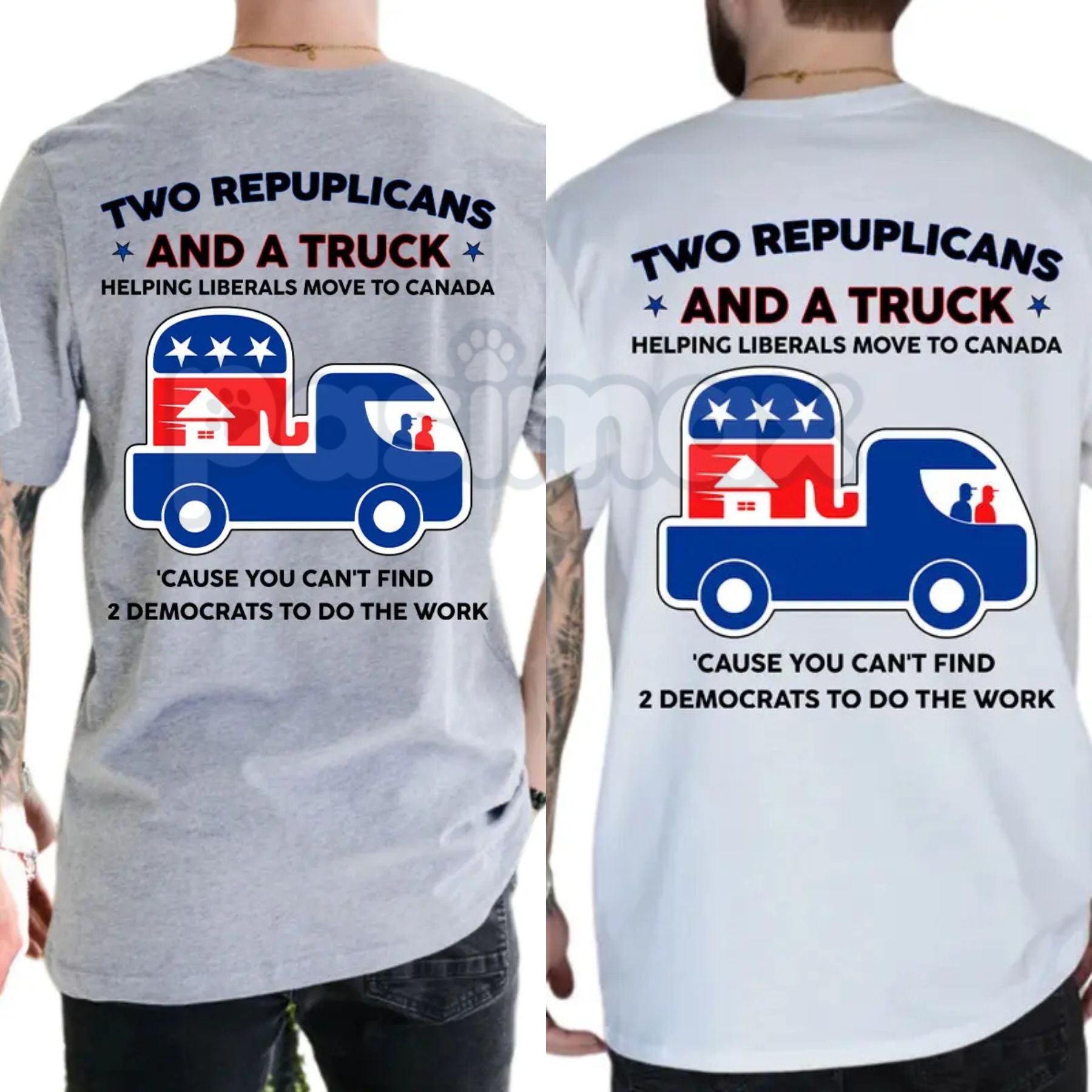 "Two Republicans and a Truck" Funny Political T-Shirt – Liberal Relocation Satire Unisex Graphic Tee