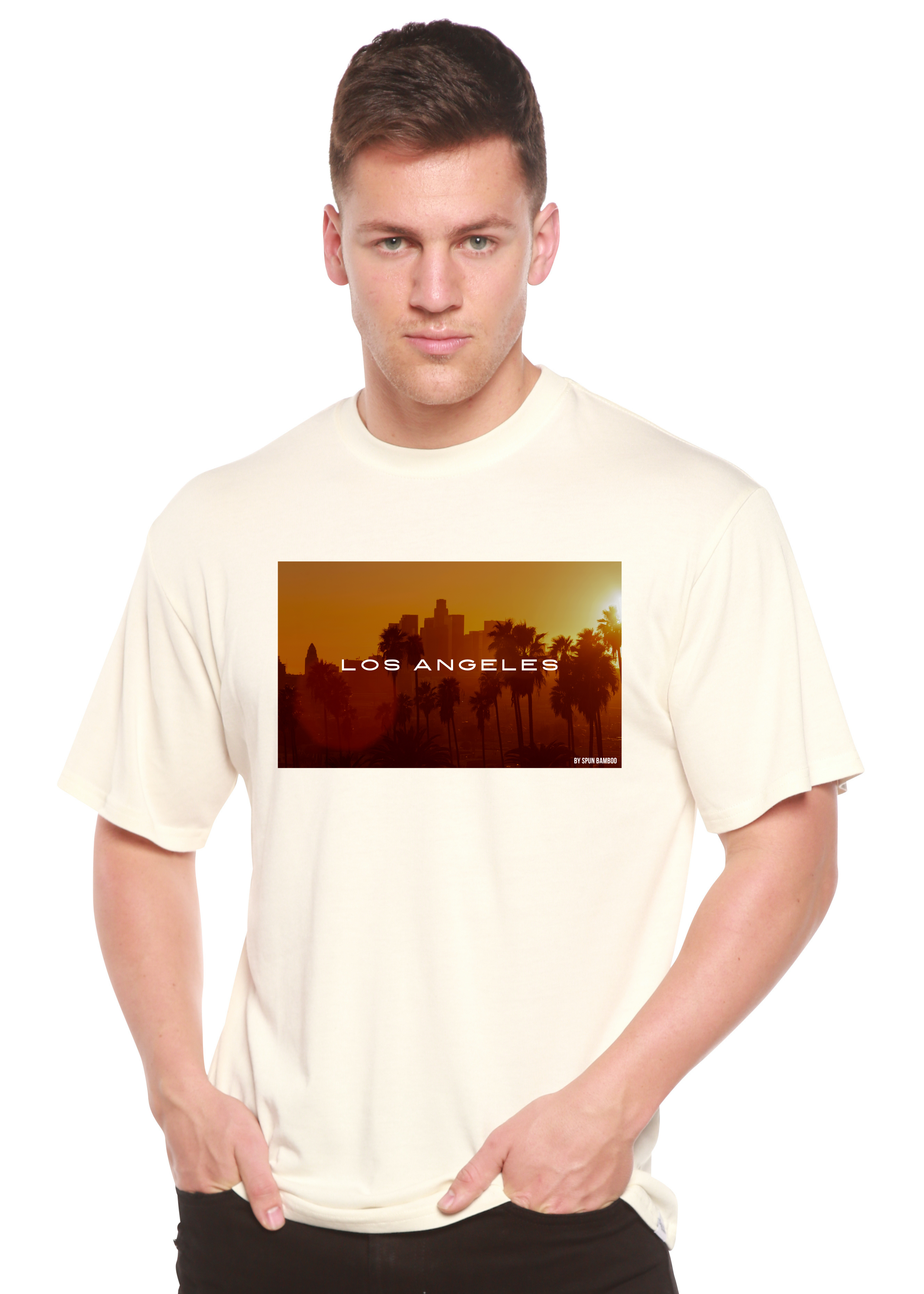 Spun Bamboo Los Angeles Unisex Bamboo Viscose/Organic Cotton Short Sleeve Graphic T-Shirt — alternative angle