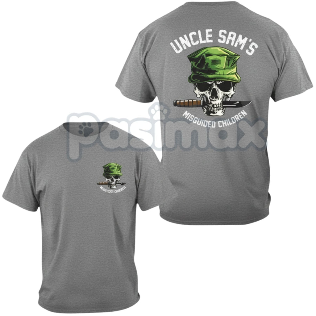 Pasimax "Uncle Sam's Misguided Children" T-Shirt - Military Cynical Humor Tee, USMC Inspired Slogan Shirt, Veteran Anti-Estab