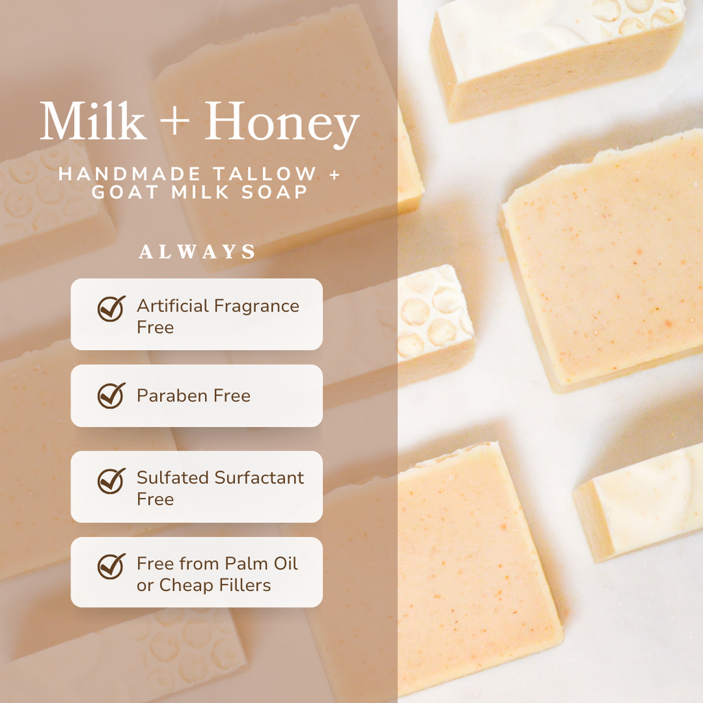 Pretty farm girl Milk + Honey Fragrance Free Handmade Tallow and Goat Milk Soap Bar — lifestyle context