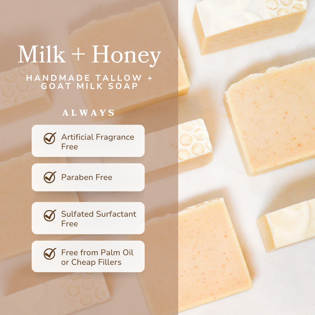 Pretty farm girl Milk + Honey Fragrance Free Handmade Tallow and Goat Milk Soap Bar — lifestyle context