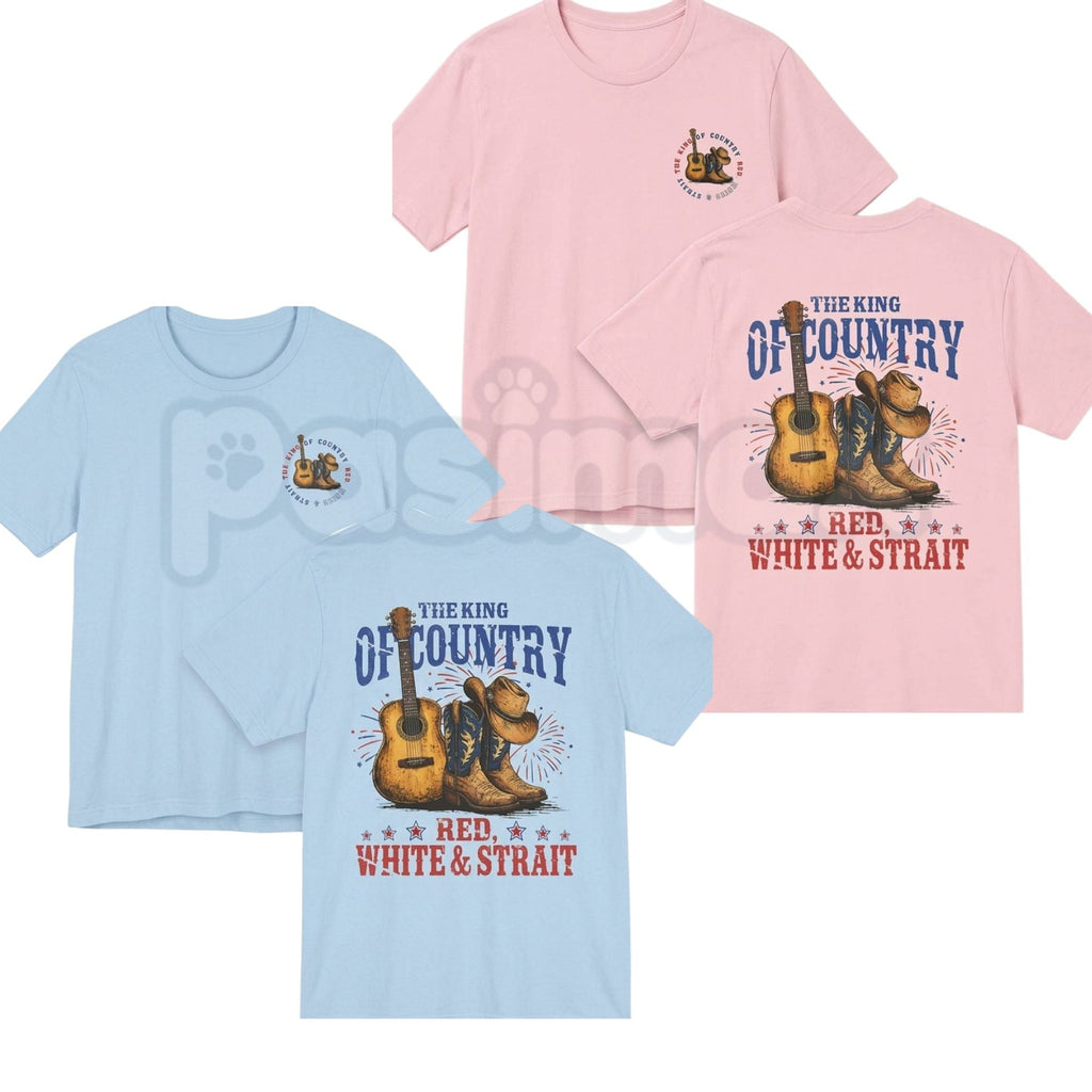 The King of Country T-Shirt – Retro Red White & Strait Western Graphic Tee