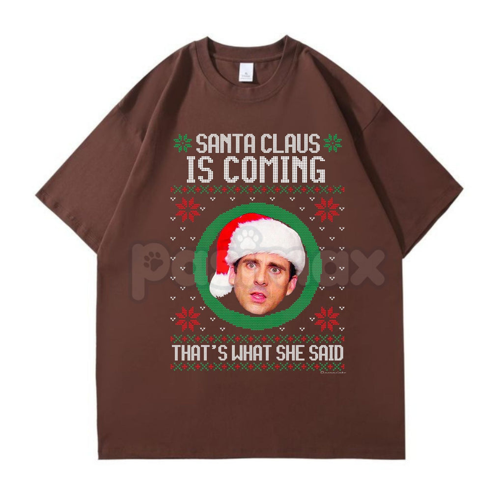 Pasimax The Office Christmas Vintage T-Shirt - Michael Scott Santa Claus Meme Tee, Funny Holiday TV Show Gift, Unisex Dunder 