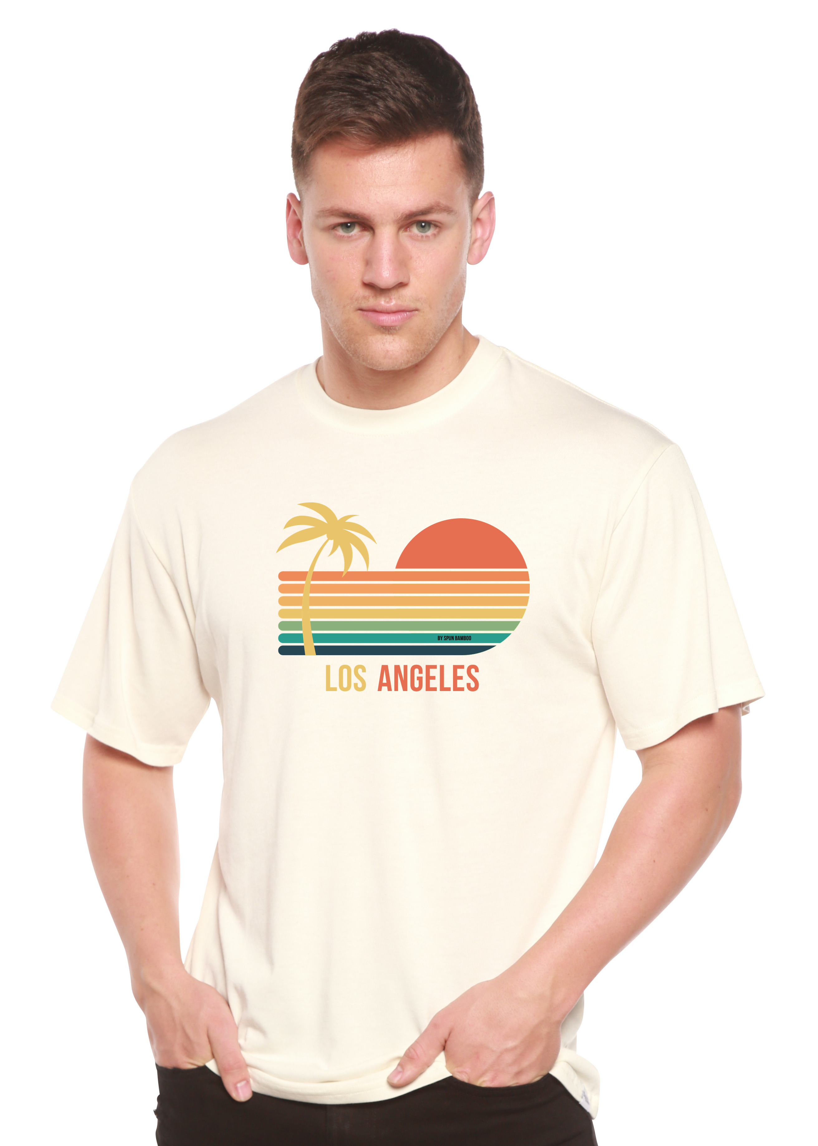 Spun Bamboo Los Angeles Unisex Bamboo Viscose/Organic Cotton Short Sleeve Graphic T-Shirt — side view