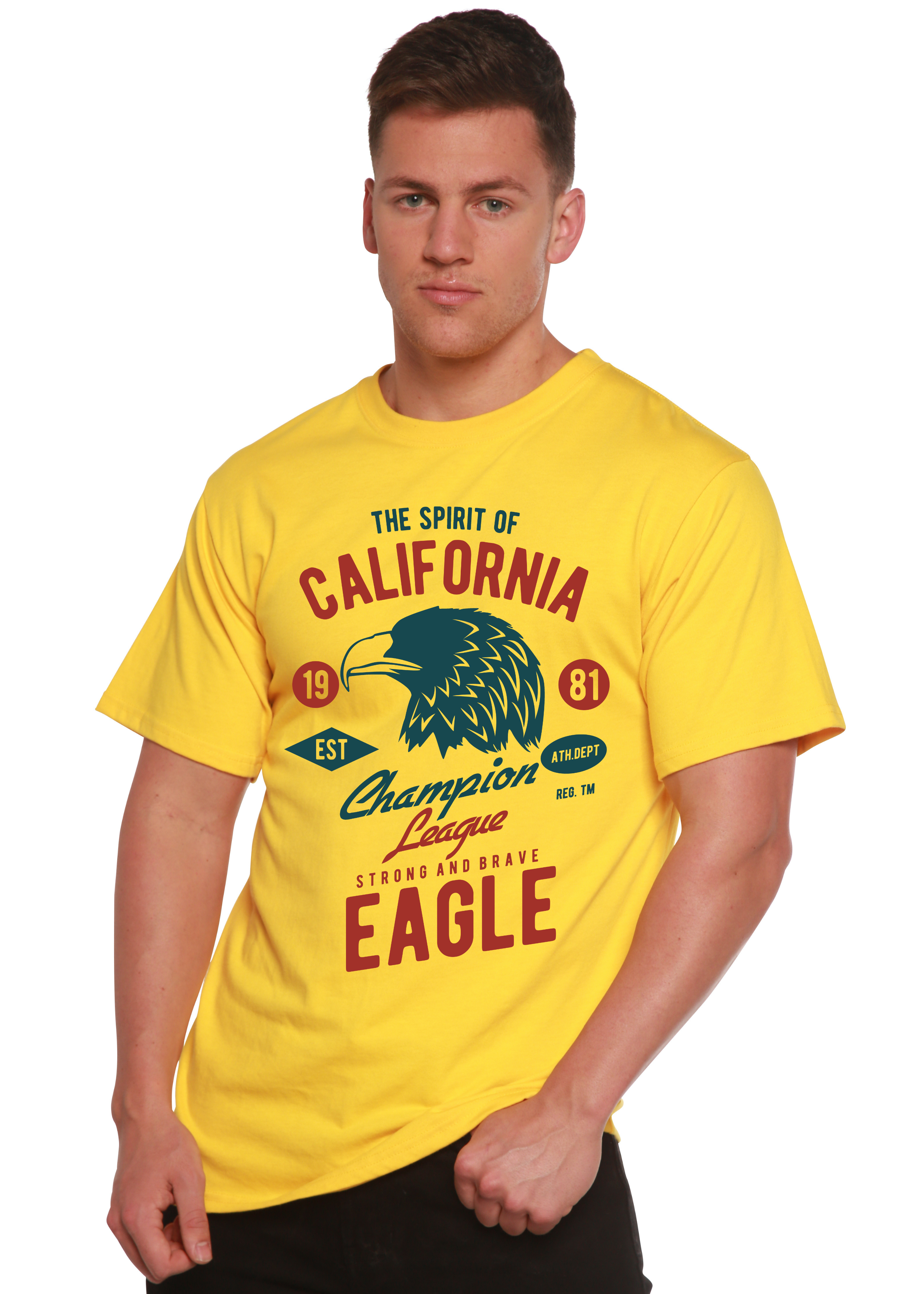 Spun Bamboo The Spirit of Spun Bamboo® Men's Bamboo Viscose/Organic Cotton Short Sleeve Graphic T-Shirt — detail close-up