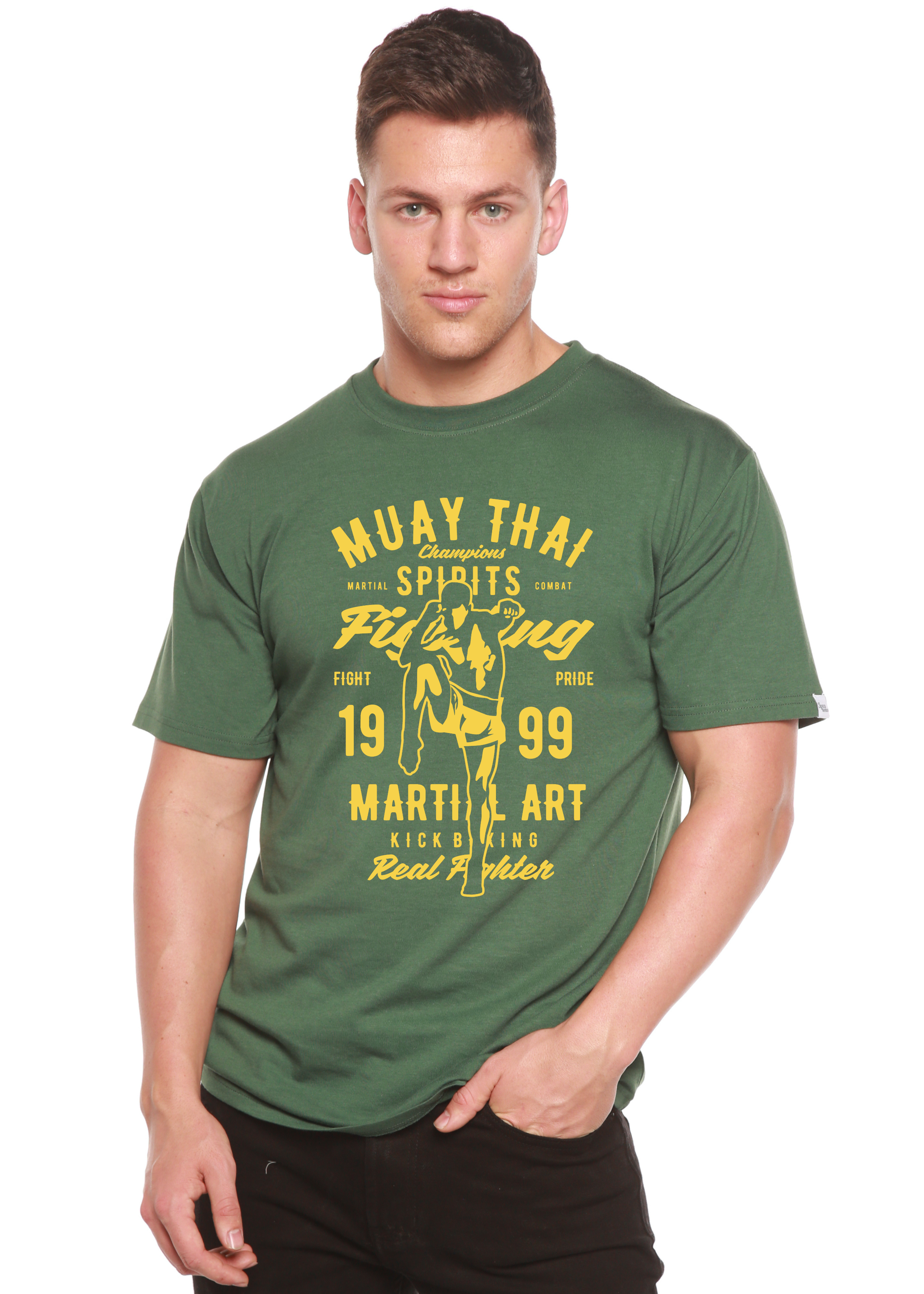 Spun Bamboo Muay Thai Spun Bamboo® Men's Bamboo Viscose/Organic Cotton Short Sleeve Graphic T-Shirt — lifestyle context