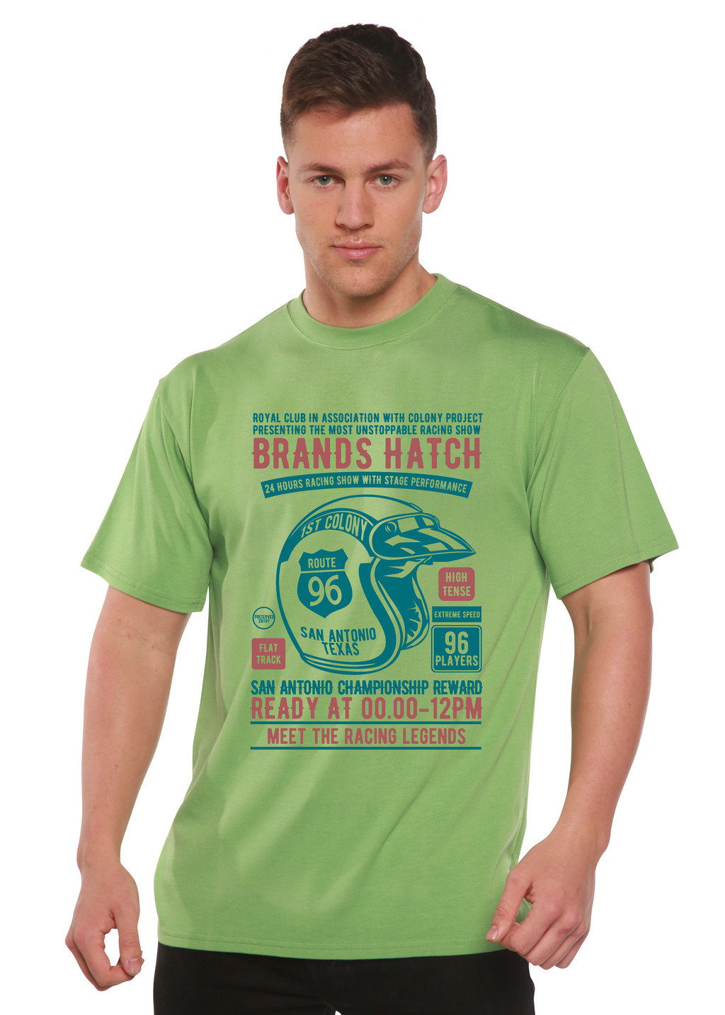 Spun Bamboo Brands Hatch Men's Bamboo Viscose/Organic Cotton Short Sleeve Graphic T-Shirt — back view