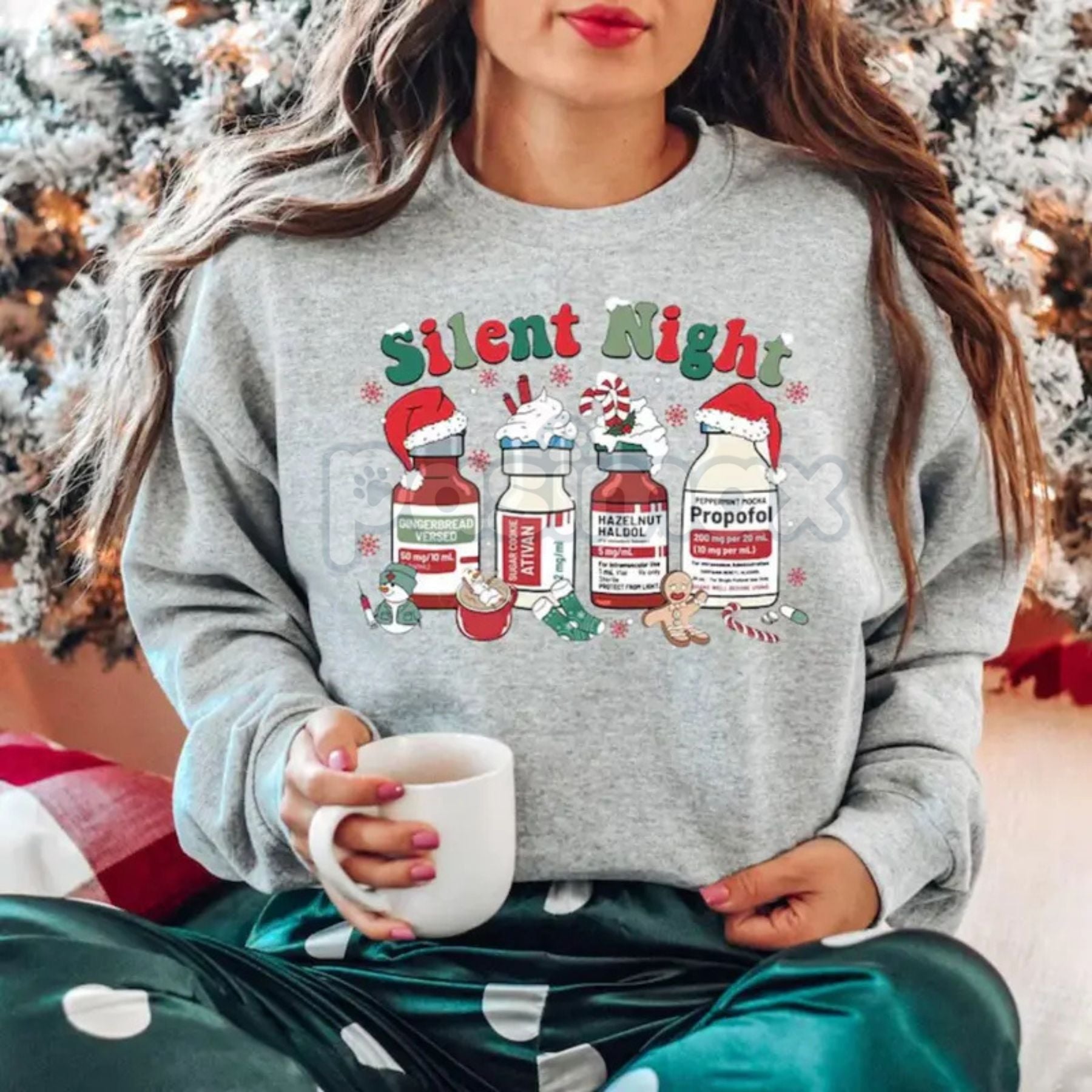 Pasimax Medical Staff Holiday Hustle Sweatshirt — detail close-up