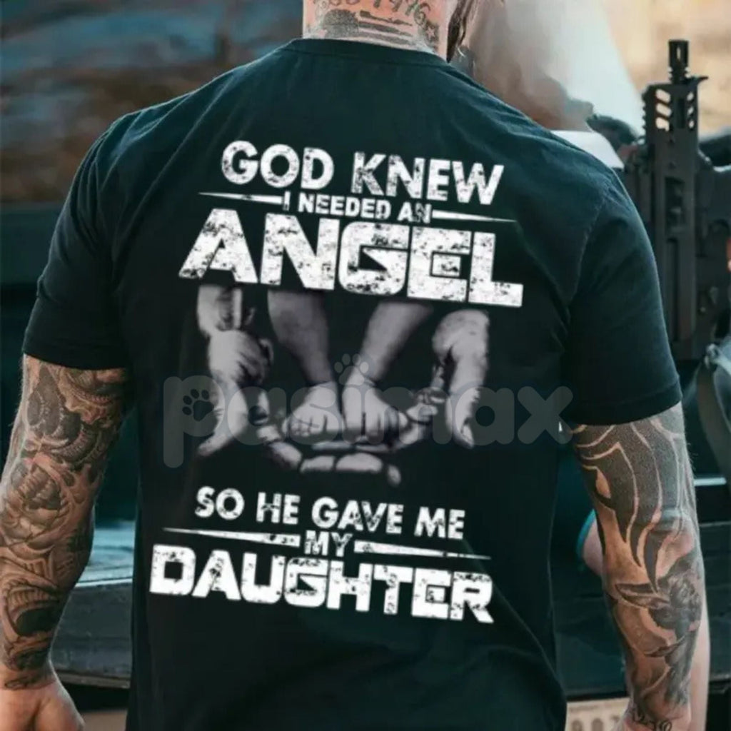 Pasimax "God Knew I Need An Angel" T-Shirt - Inspirational Faith Slogan Tee, Religious Gift for Mom, Unisex Memorial/Baby Ann