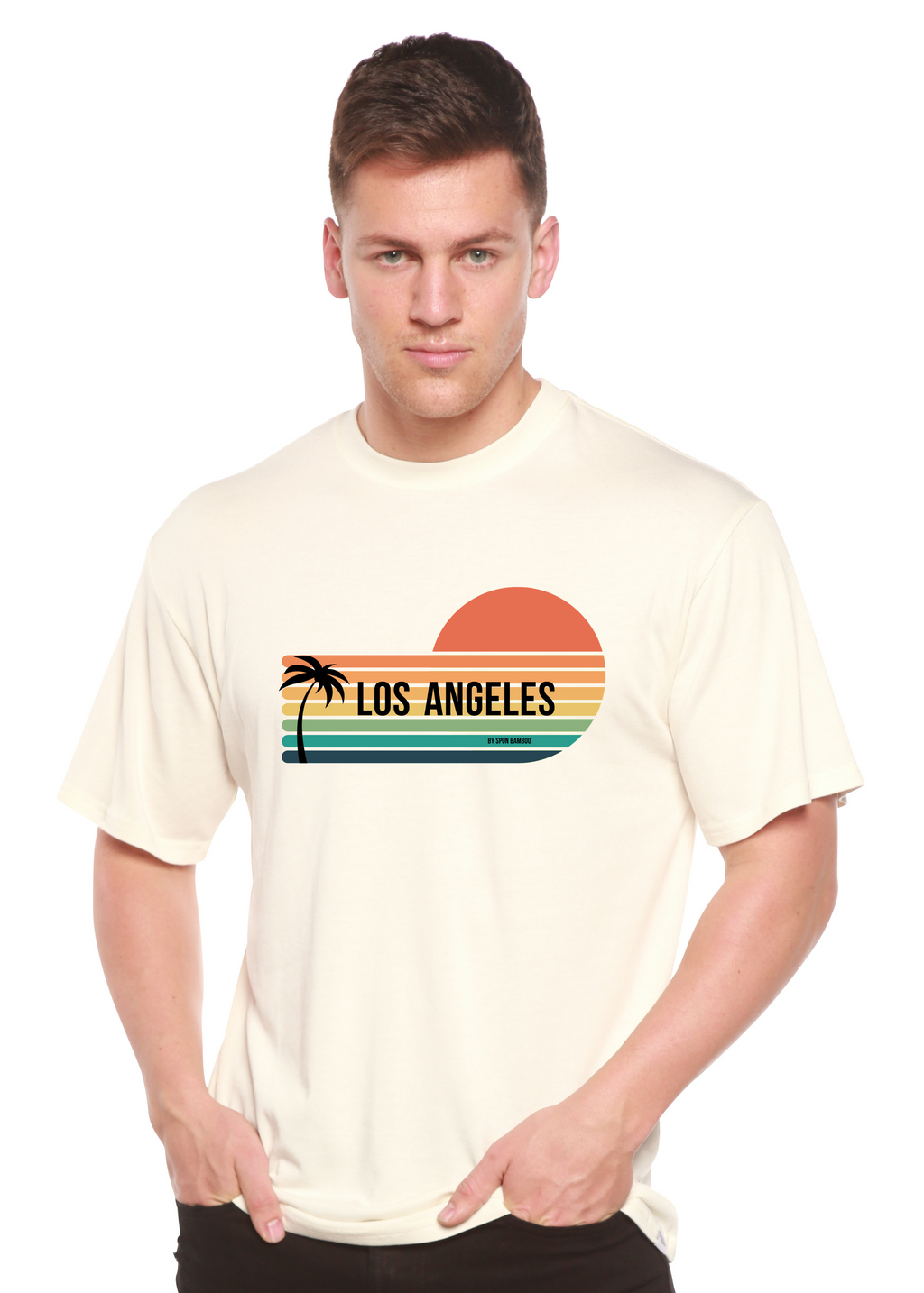 Spun Bamboo Los Angeles Spun Bamboo Unisex Bamboo Viscose/Organic Cotton Short Sleeve Graphic T-Shirt — side view