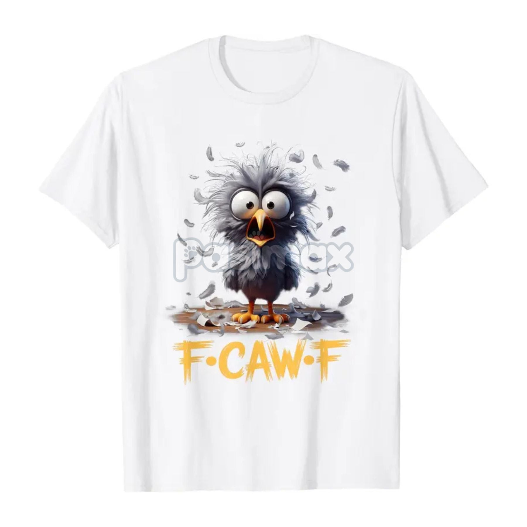 Pasimax "F Caw F" Cartoon Humor T-Shirt — detail close-up