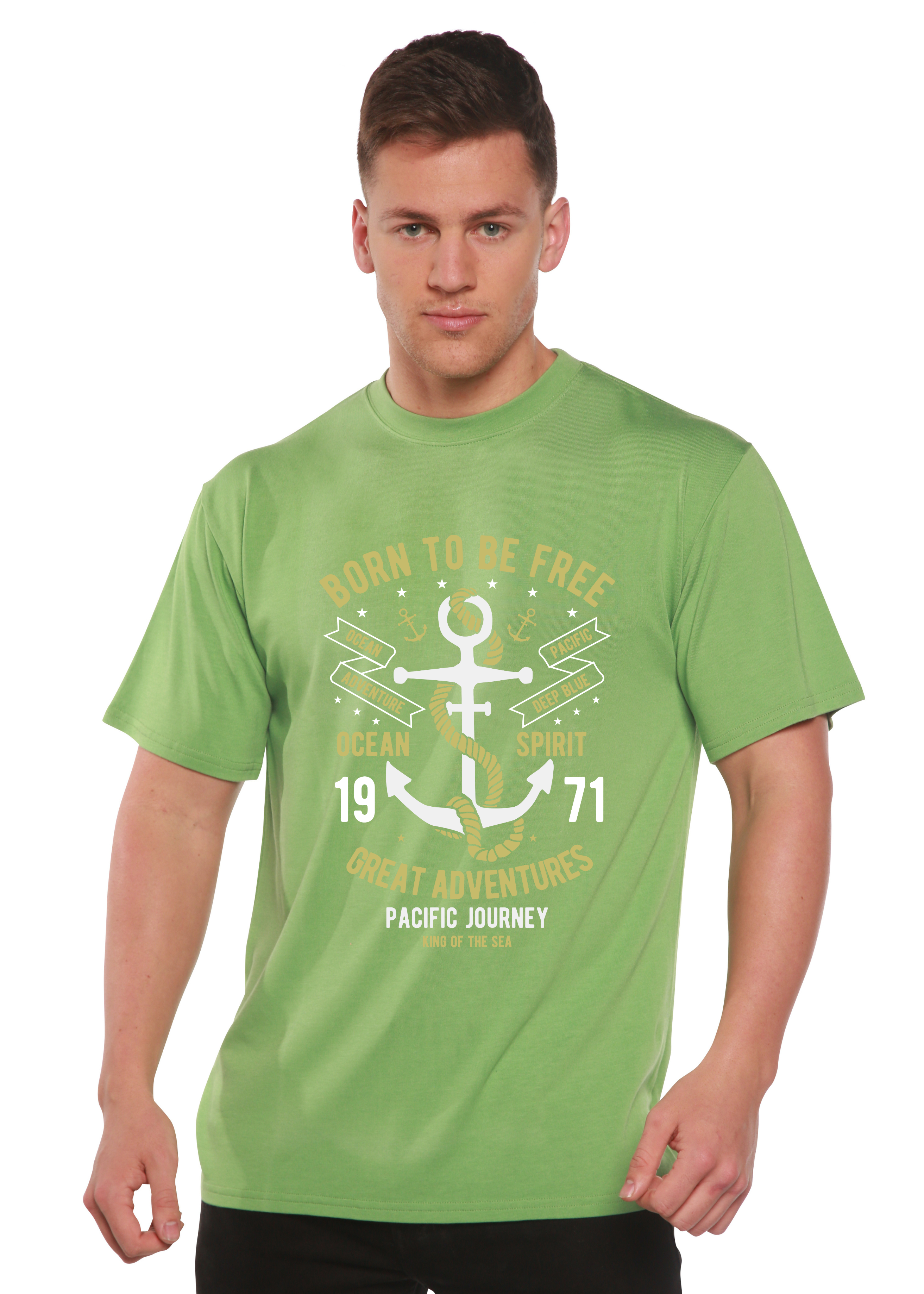 Spun Bamboo Born To Be Free Men's Bamboo Viscose/Organic Cotton Short Sleeve Graphic T-Shirt — side view