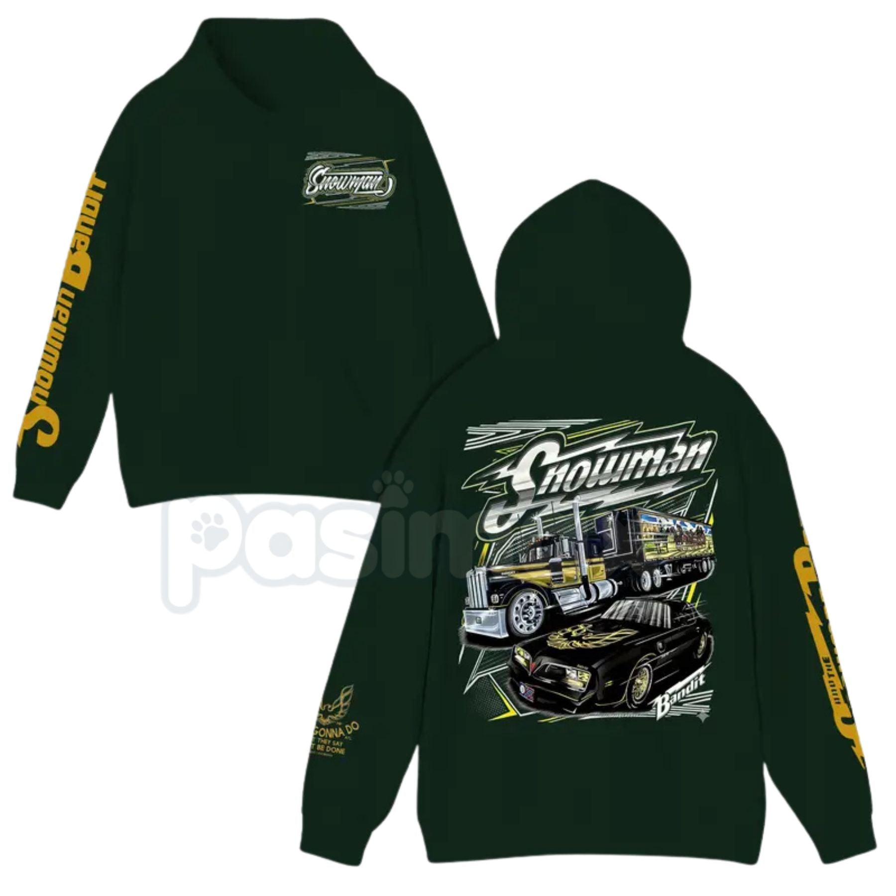 Pasimax Snowman's Bootlegging Service 2-Sided Hoodie – Vintage Outlaw Trucking Graphic Pullover, Classic Southern Culture App