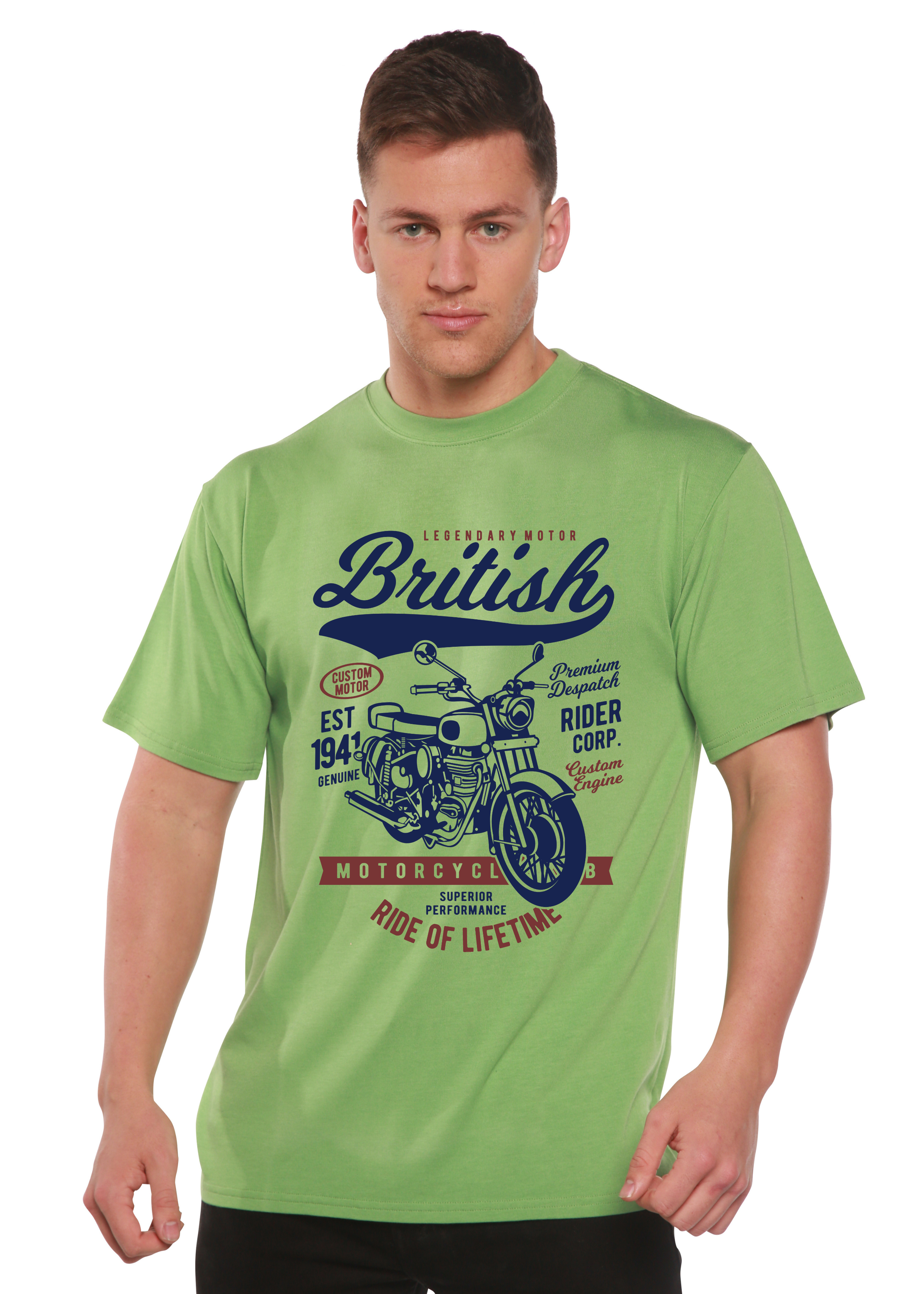Spun Bamboo British Motorcycle Men's Bamboo Viscose/Organic Cotton Short Sleeve Graphic T-Shirt — main product shot
