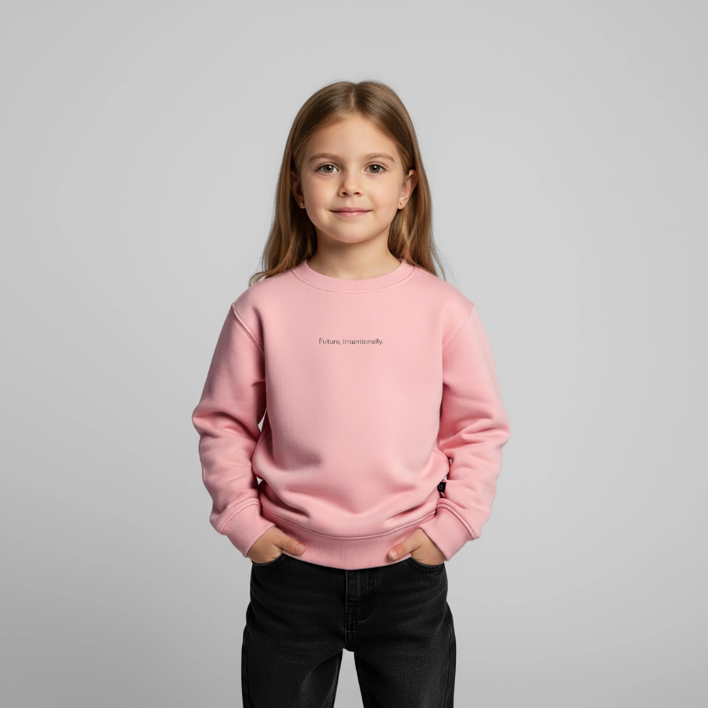 WONENA Future Intentionally Kids’ Premium Organic Sweatshirt — detail close-up