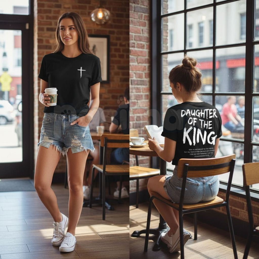 Pasimax "Daughter of the King" Women's Christian T-Shirt - Inspirational Faith-Based Graphic Tee, Premium 100% Cotton Religio