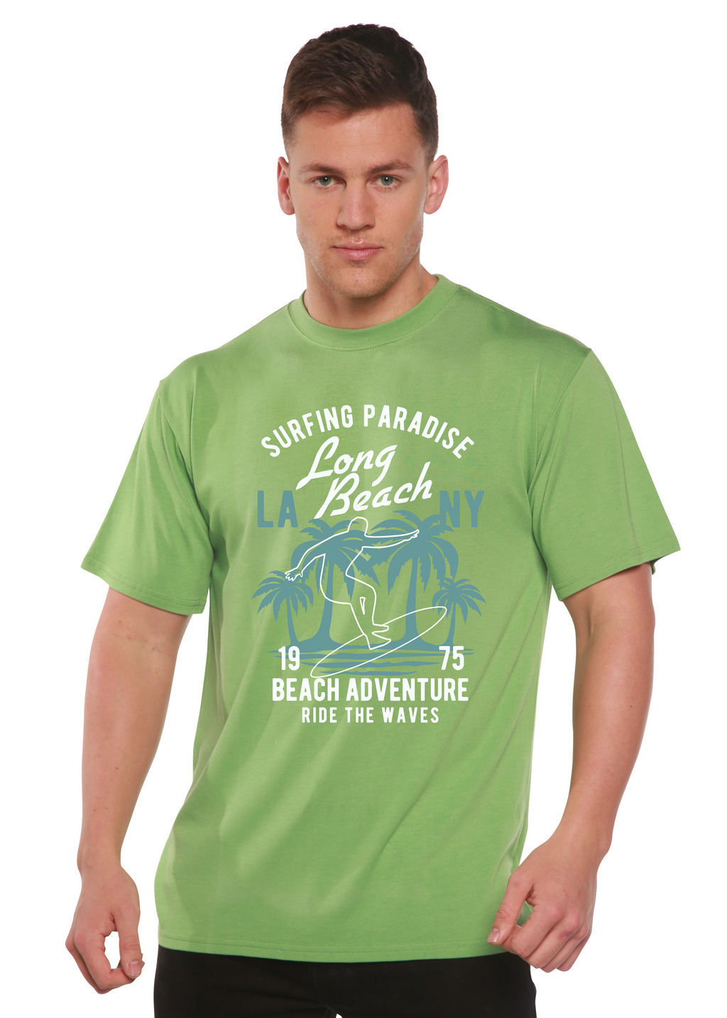 Spun Bamboo Beach Adventure Men's Bamboo Viscose/Organic Cotton Short Sleeve Graphic T-Shirt — side view