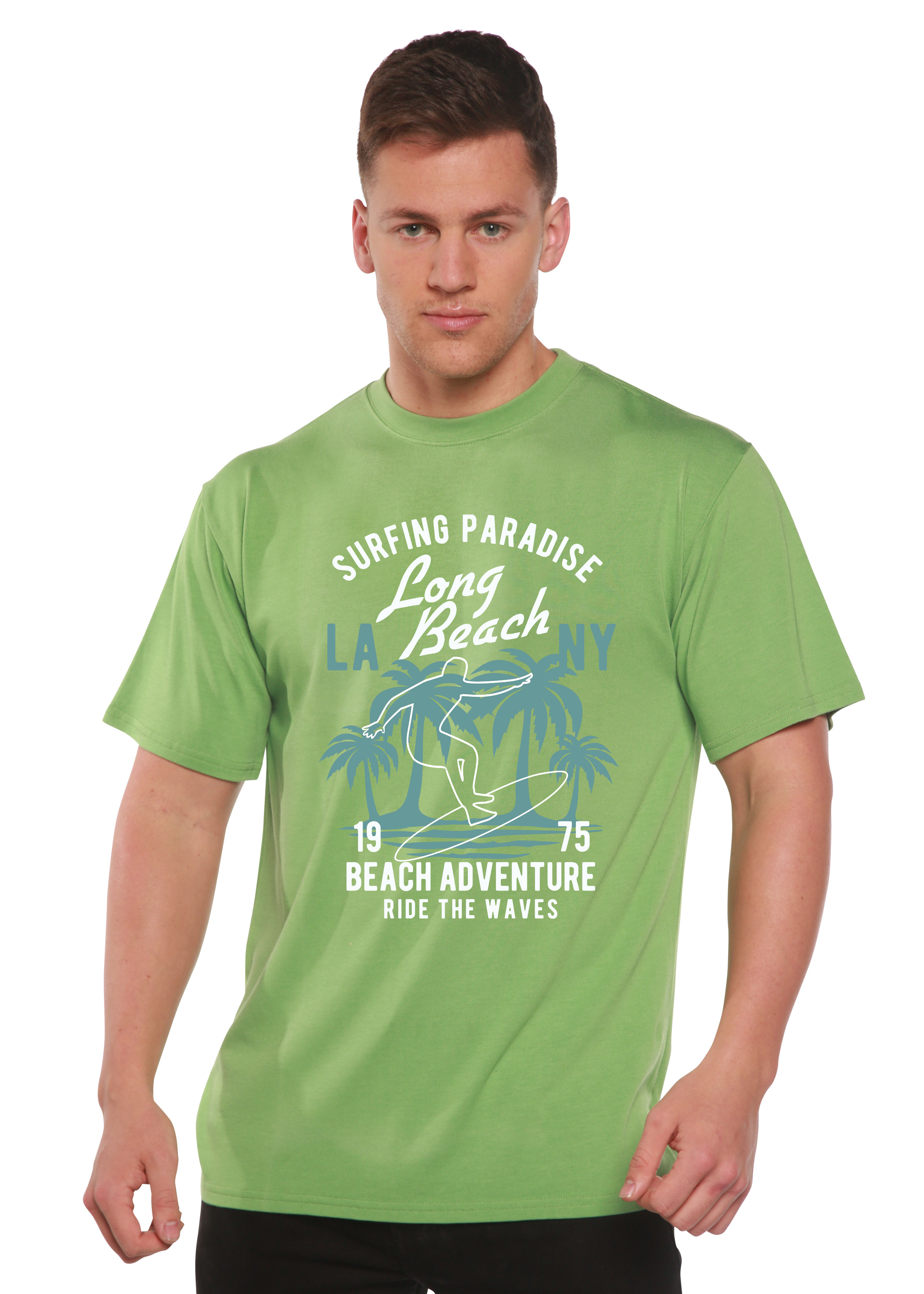 Spun Bamboo Beach Adventure Men's Bamboo Viscose/Organic Cotton Short Sleeve Graphic T-Shirt — side view