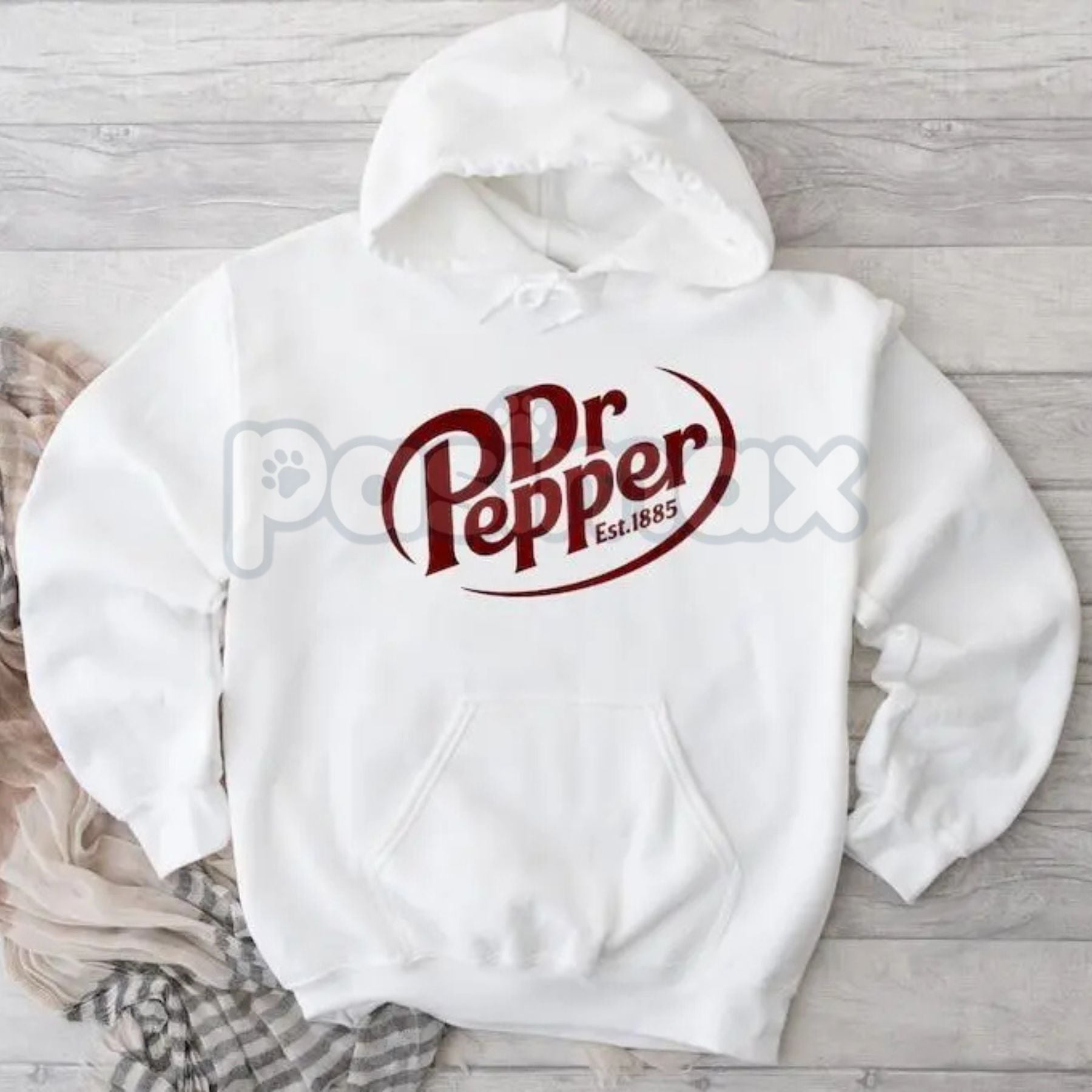 Pasimax Dr Pepper Unisex Hoodie – Iconic Soda Brand Pullover, 23 Flavors Fan Apparel, Classic Drink Merch — detail close-up