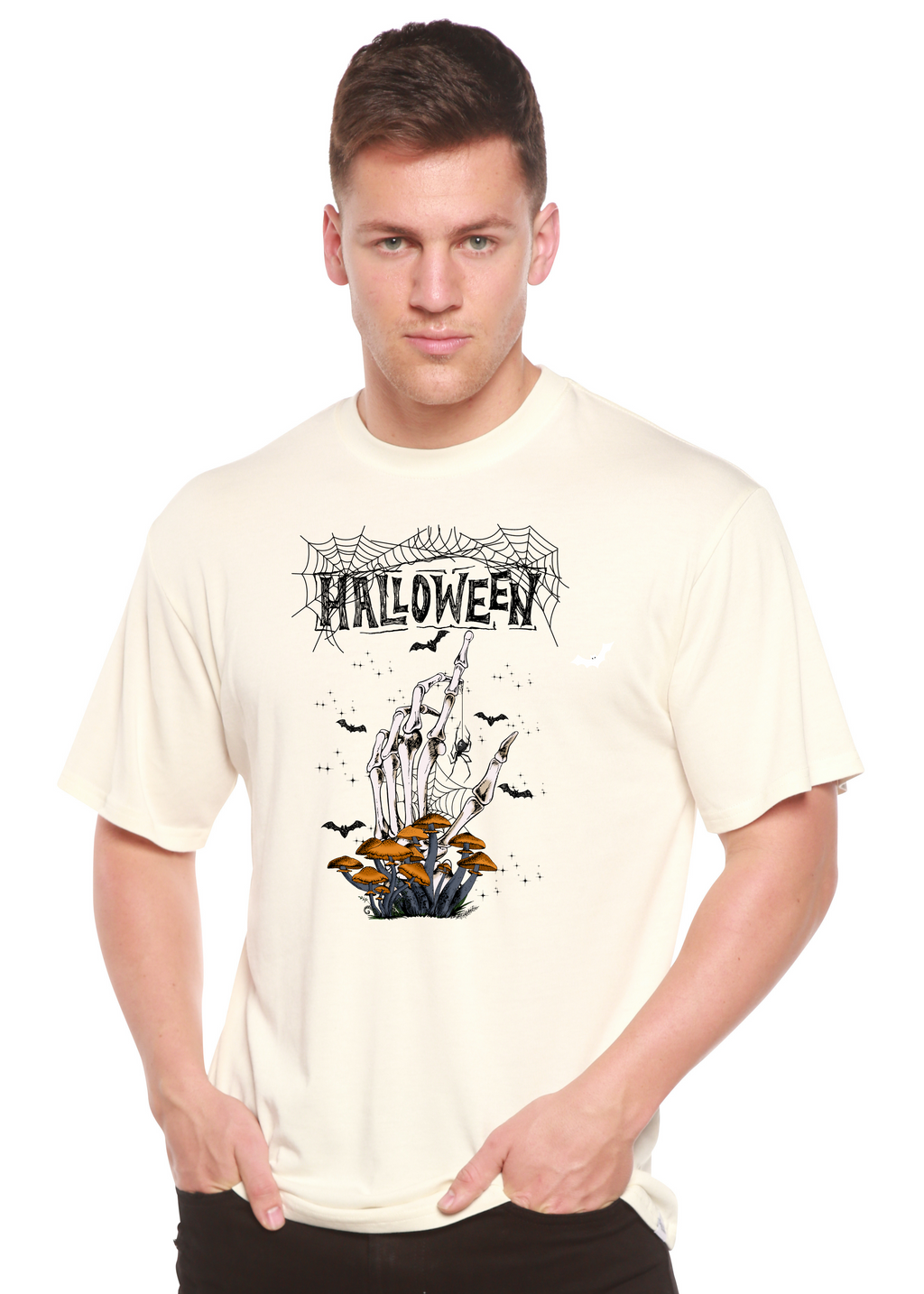 Spun Bamboo Halloween Men's Bamboo Viscose/Organic Cotton Short Sleeve Graphic T-Shirt — lifestyle context