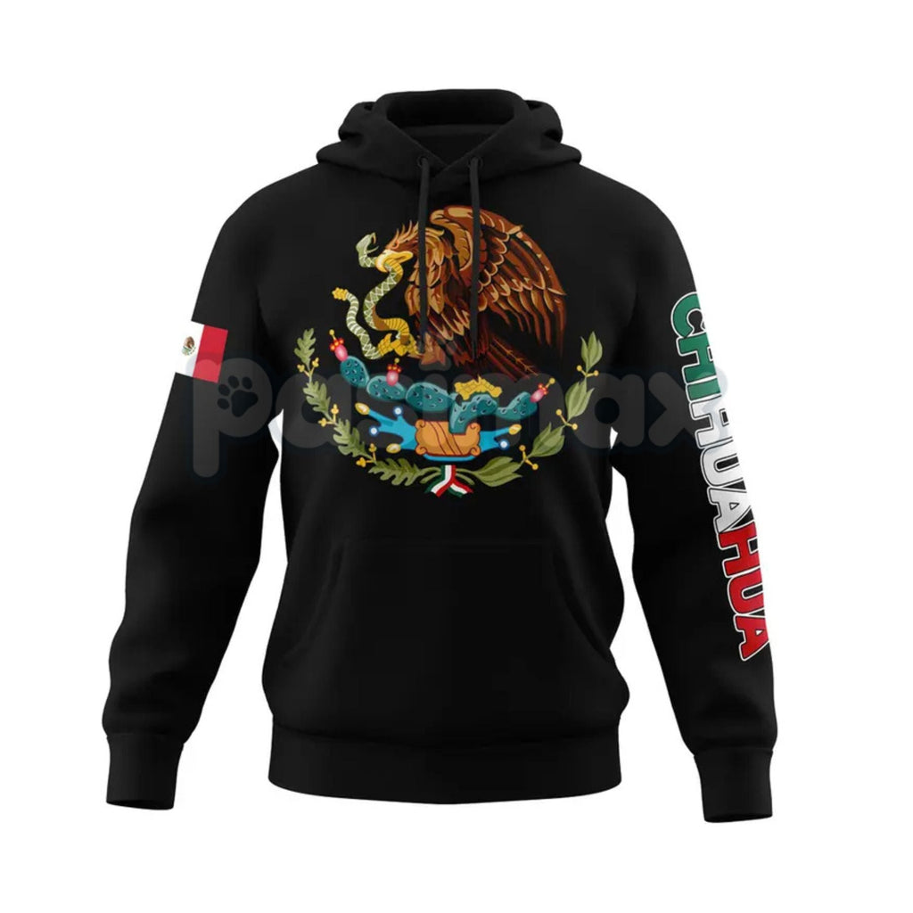 Pasimax Mexico States Design Black Hoodie — detail close-up
