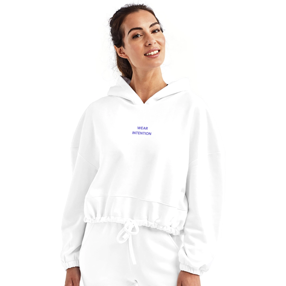 WONENA Go Green Women’s Cropped Hoodie — detail close-up