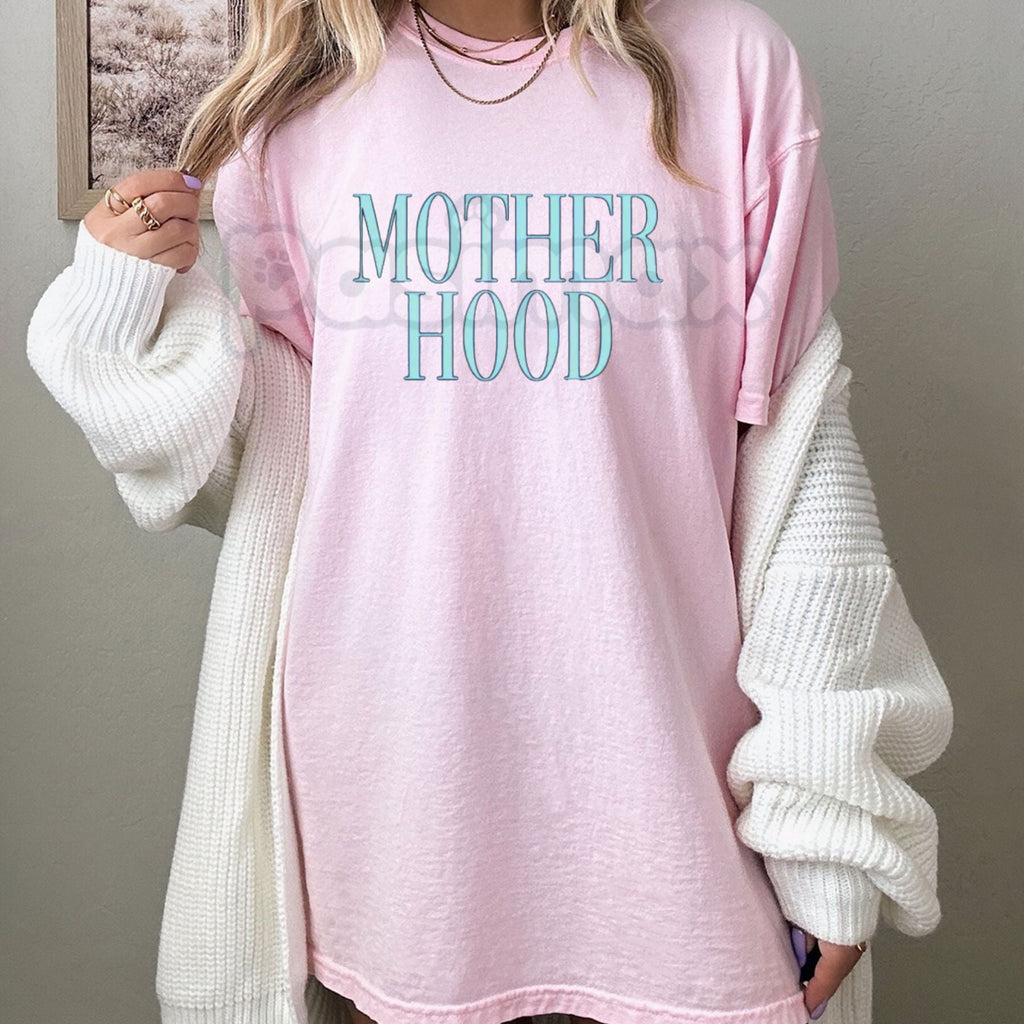 Pasimax "MOTHERHOOD" Minimalist Mom T-Shirt - Modern Motherhood Graphic Tee, Premium Heavyweight Mama Shirt, New Mom Gift Top