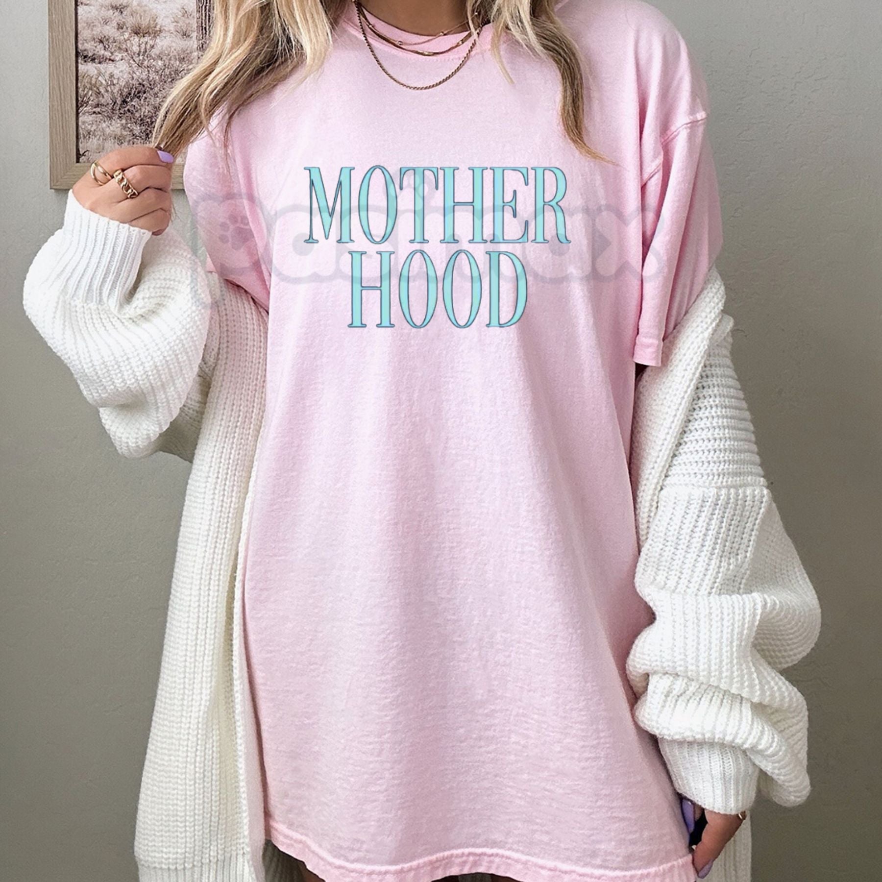 Pasimax "MOTHERHOOD" Minimalist Mom T-Shirt - Modern Motherhood Graphic Tee, Premium Heavyweight Mama Shirt, New Mom Gift Top