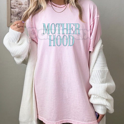 "MOTHERHOOD" Minimalist Mom T-Shirt - Modern Motherhood Graphic Tee, Premium Heavyweight Mama Shirt, New Mom Gift Top, Aesthetic Mother's Day Apparel, Comfortable Relaxed Fit Mom Life Shirt