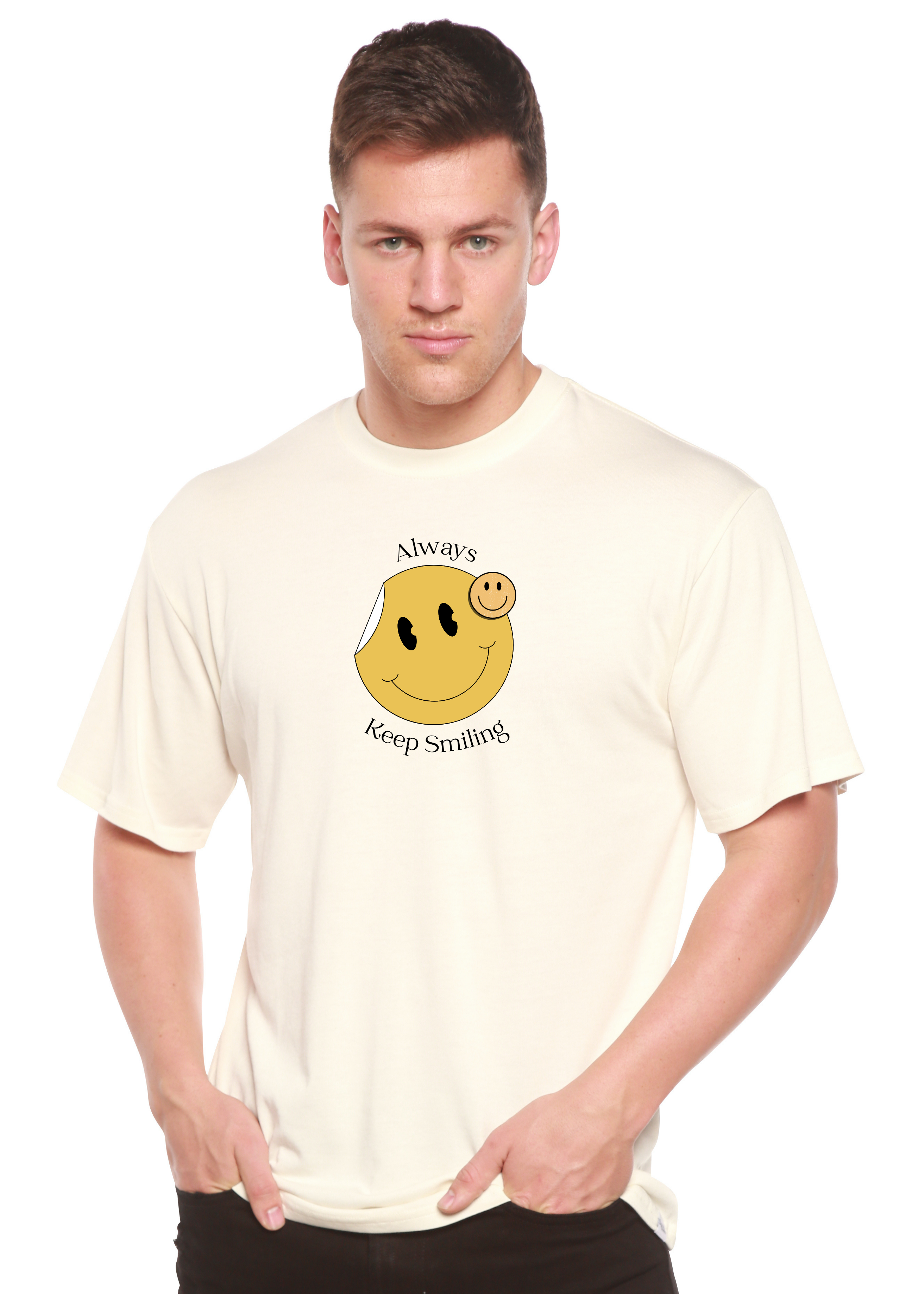 Spun Bamboo Always Keep Smiling Men's Bamboo Viscose/Organic Cotton Short Sleeve Graphic T-Shirt — main product shot