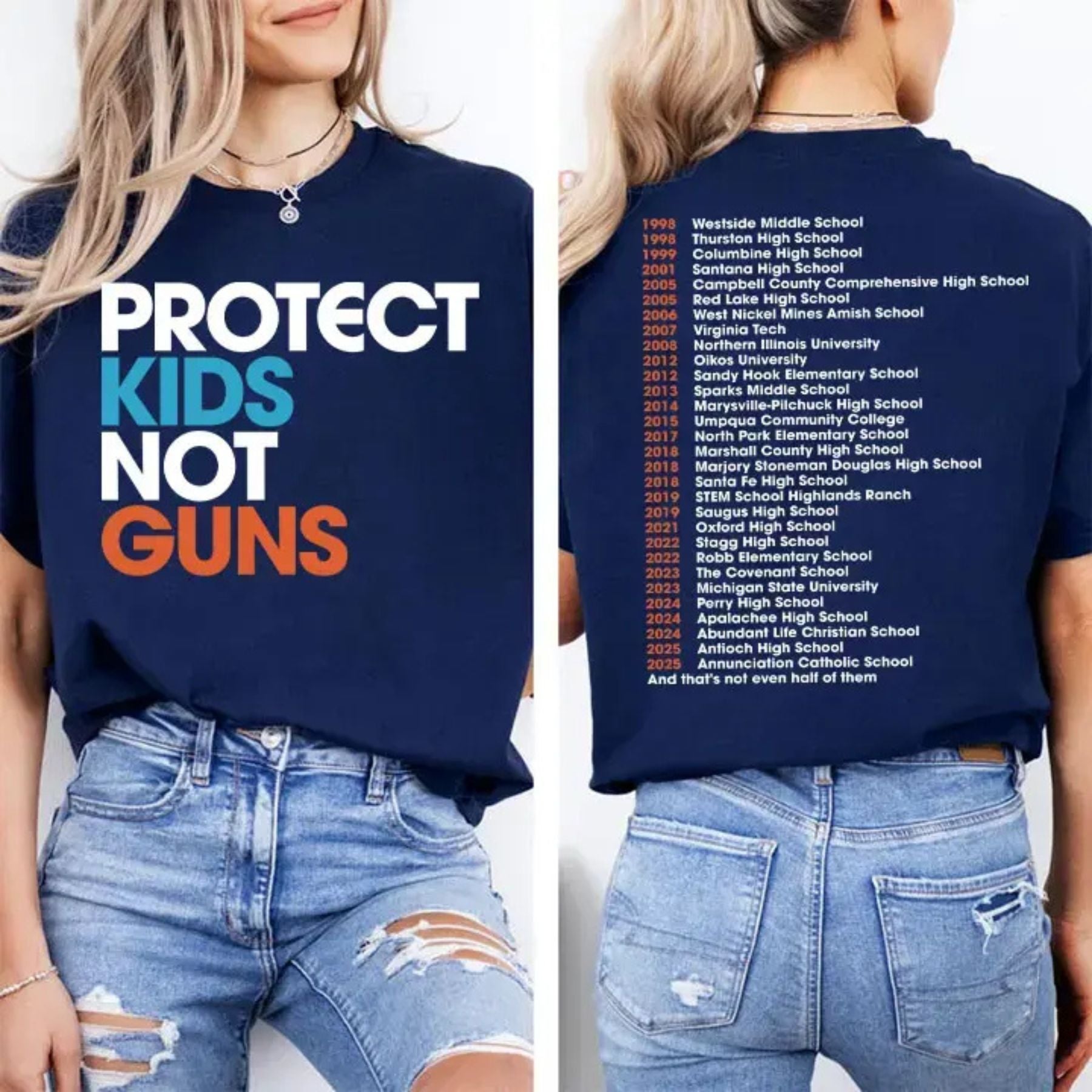 Pasimax "Protect Kids Not Guns" T-Shirt — detail close-up