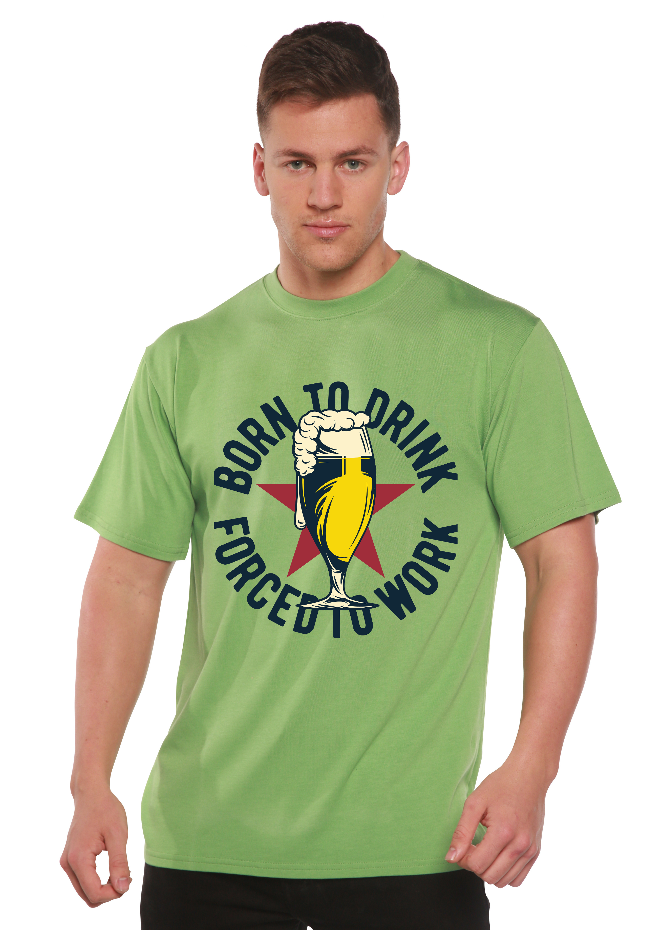 Spun Bamboo Born to Drink Men's Bamboo Viscose/Organic Cotton Short Sleeve Graphic T-Shirt — main product shot