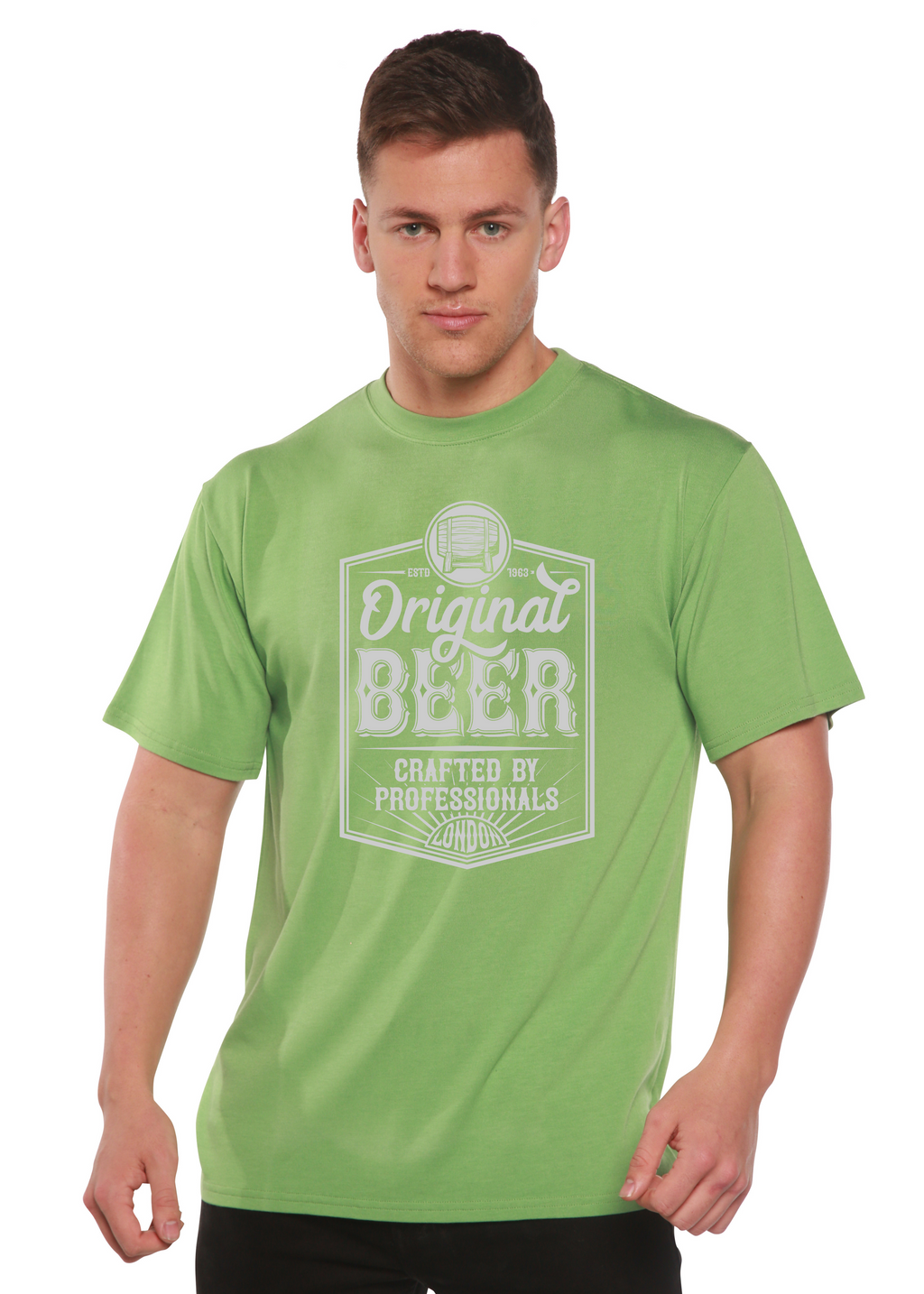 Spun Bamboo Original Beer Men's Bamboo Viscose/Organic Cotton Short Sleeve Graphic T-Shirt — back view