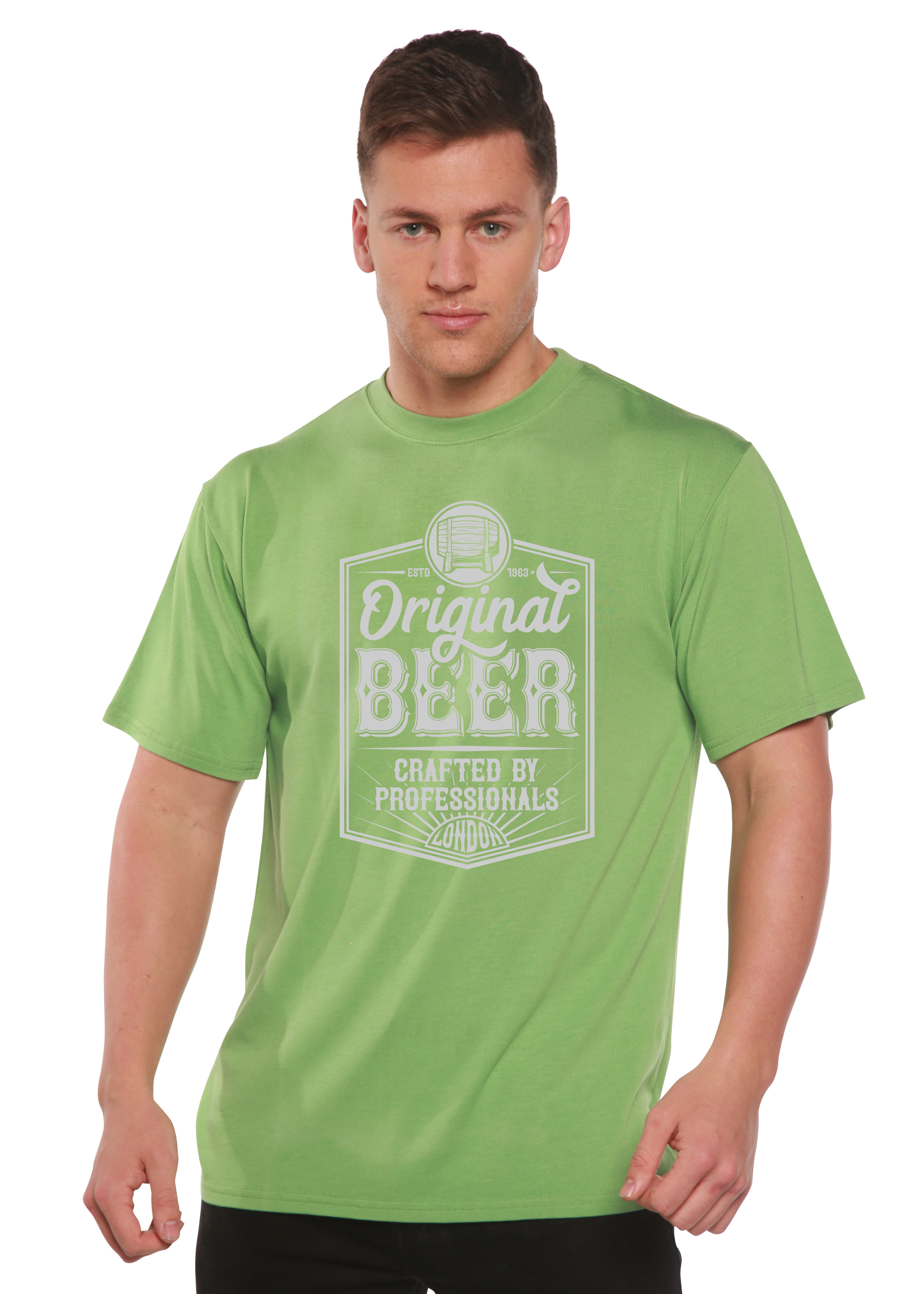 Spun Bamboo Original Beer Men's Bamboo Viscose/Organic Cotton Short Sleeve Graphic T-Shirt — back view