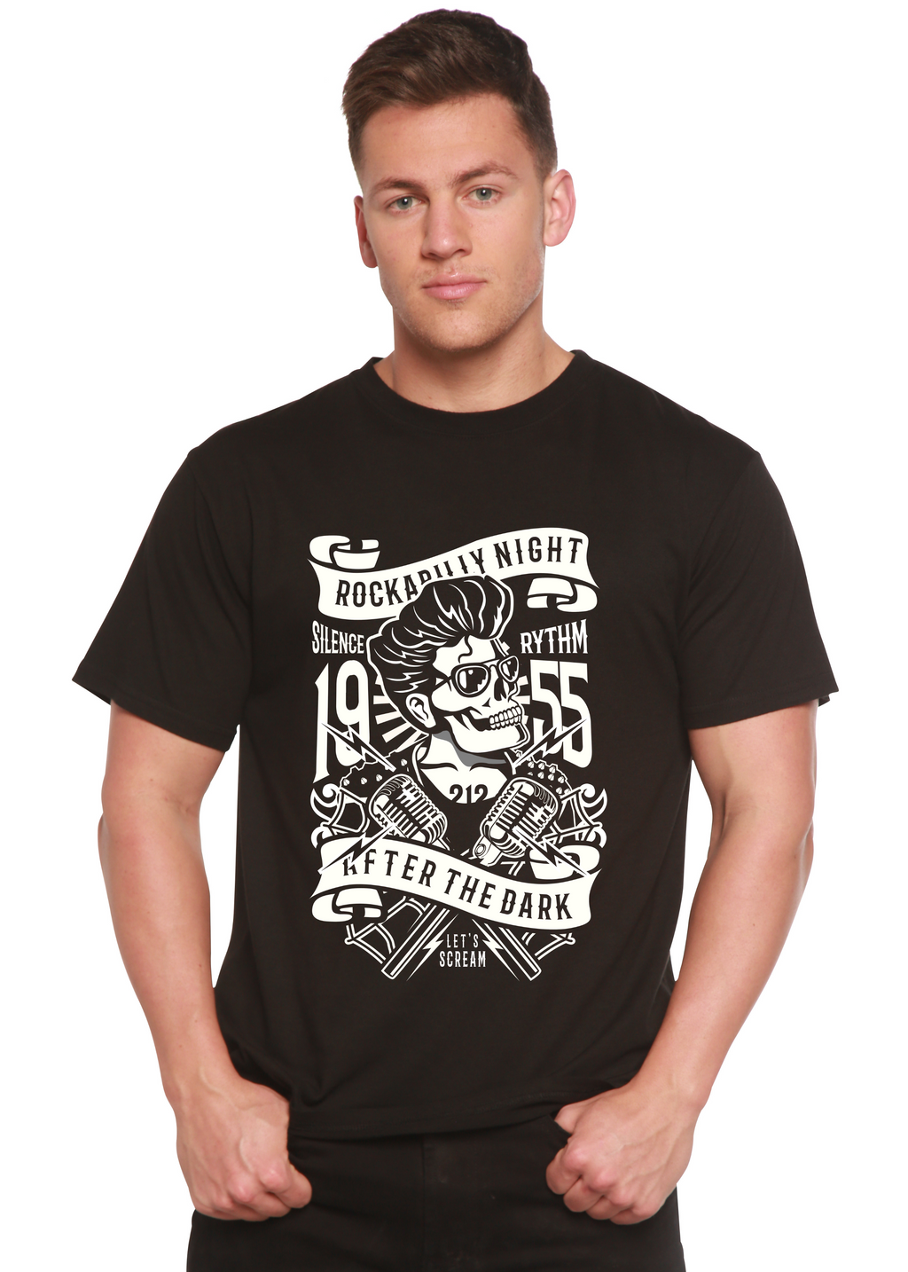 Spun Bamboo Rockabilly Night Spun Bamboo® Men's Bamboo Viscose/Organic Cotton Short Sleeve Graphic T-Shirt — main product sho