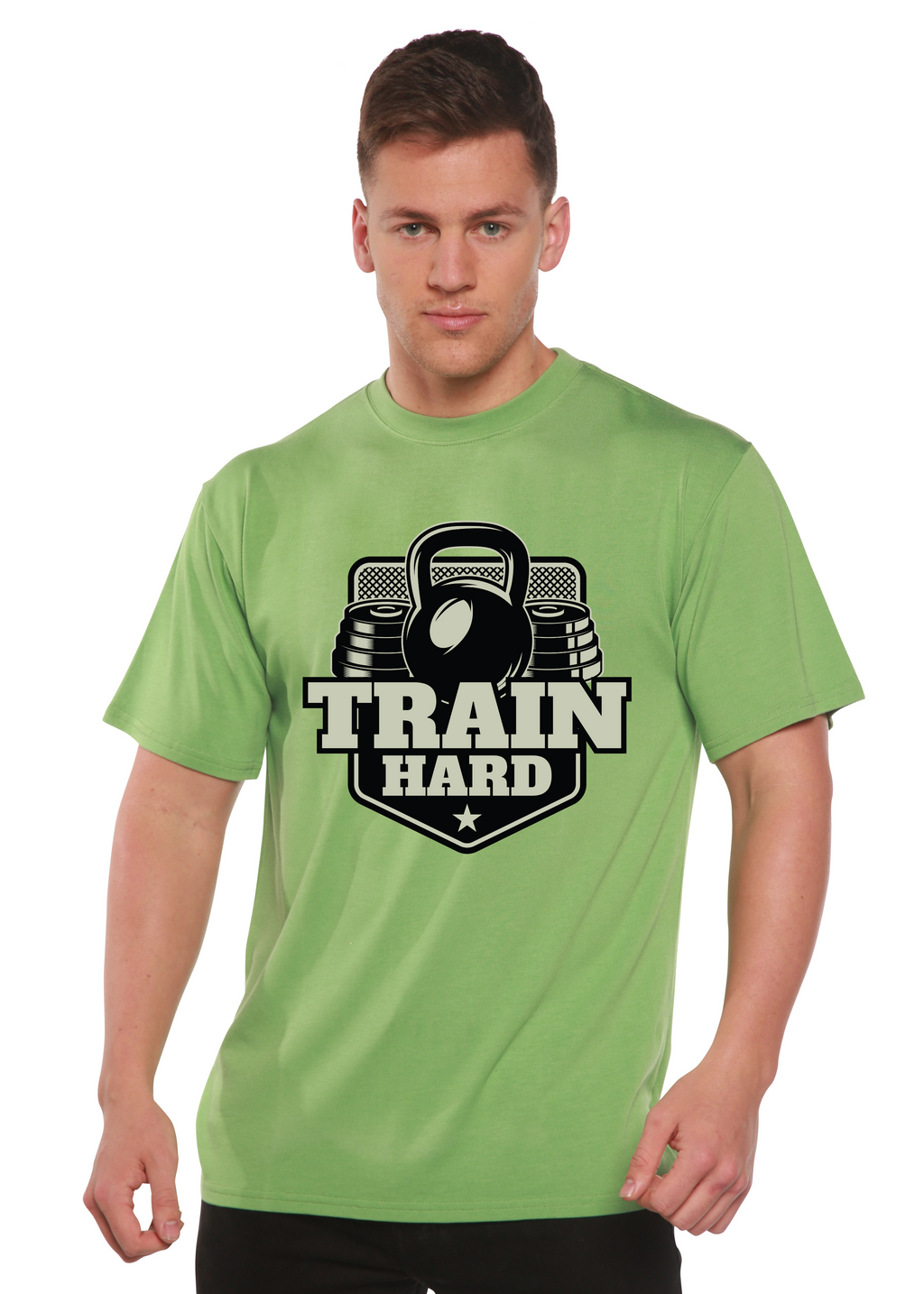 Spun Bamboo Train Hard Men's Bamboo Viscose/Organic Cotton Short Sleeve Graphic T-Shirt — main product shot