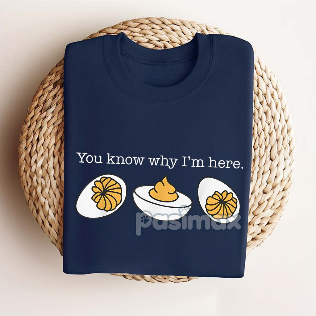 Pasimax Funny Deviled Egg Thanksgiving T-Shirt — detail close-up