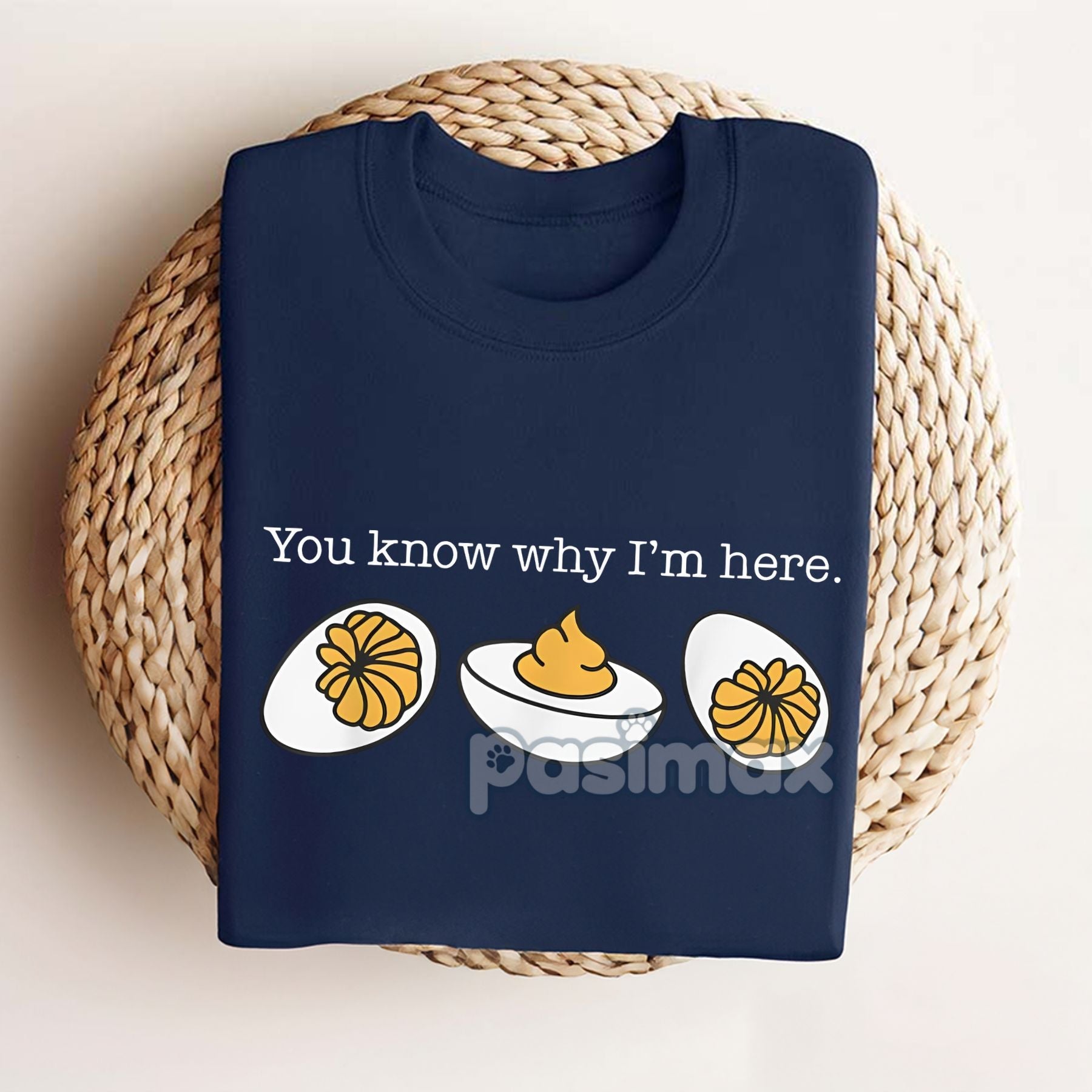 Pasimax Funny Deviled Egg Thanksgiving T-Shirt — detail close-up