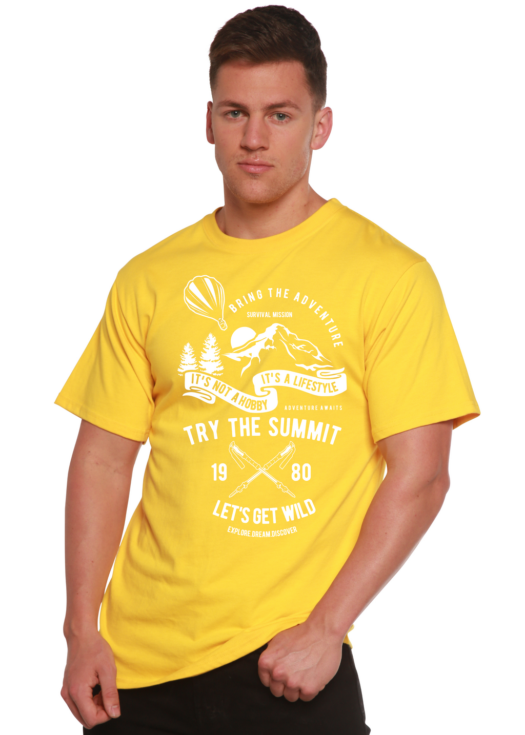 Spun Bamboo Try The Summit Spun Bamboo® Men's Bamboo Viscose/Organic Cotton Short Sleeve Graphic T-Shirt — back view