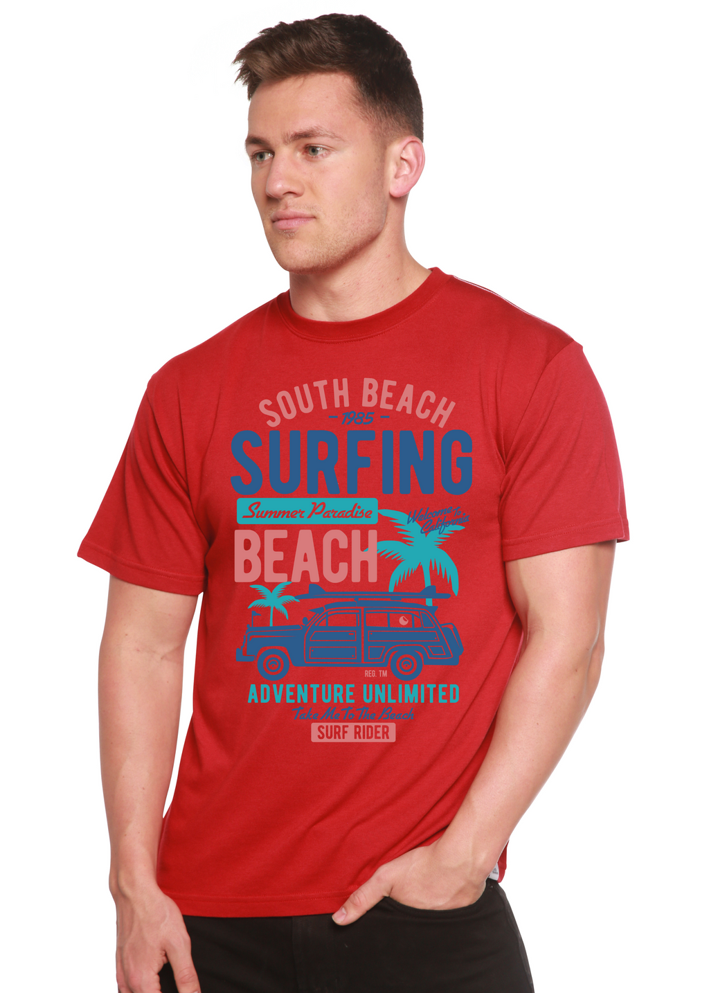 Spun Bamboo South Beach Spun Bamboo® Men's Bamboo Viscose/Organic Cotton Short Sleeve Graphic T-Shirt — side view