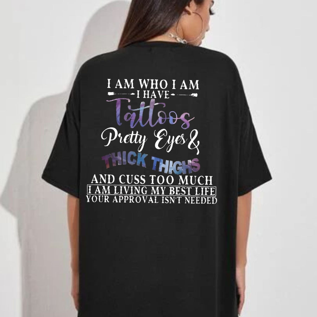 Pasimax "Tattoos Pretty Eyes" Slogan Shirt — detail close-up